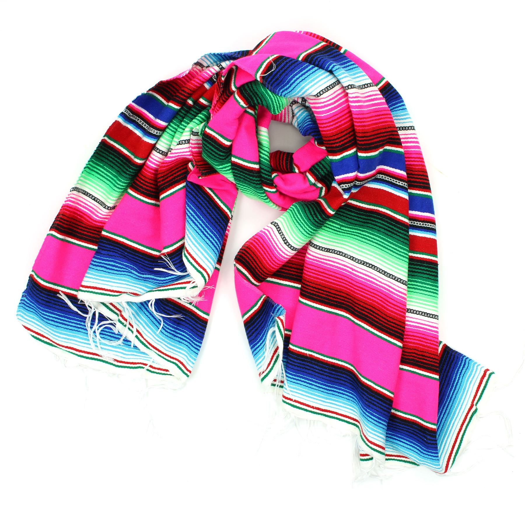 Handwoven Mexican Serape Traditional Jorongo Blanket Shawl Cloak Bright Striped - Picture 57 of 105