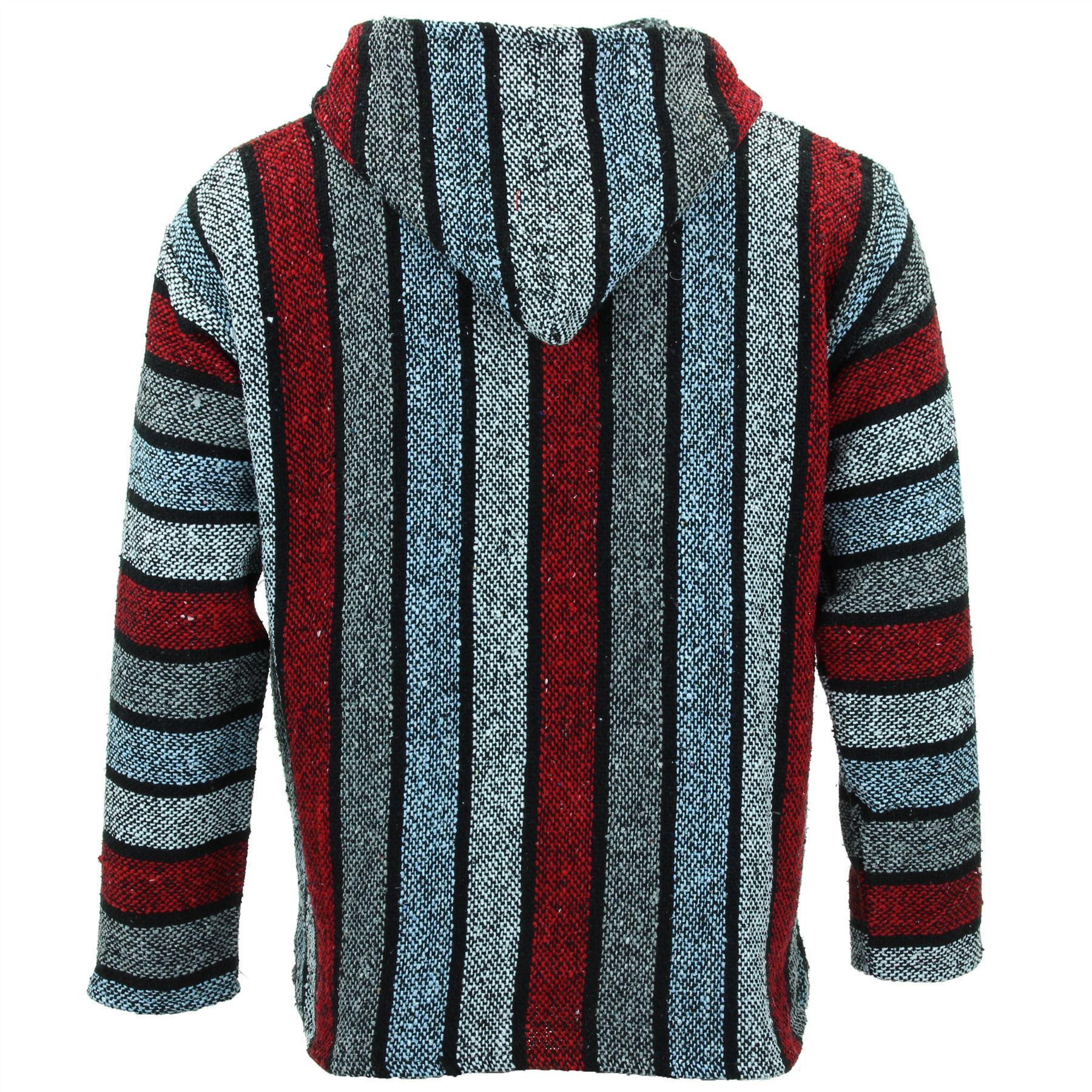 Recycled Mexican Baja Jerga Hoody Sweatshirt Jacket Hooded Warm Hippy Plus Size - Picture 168 of 189