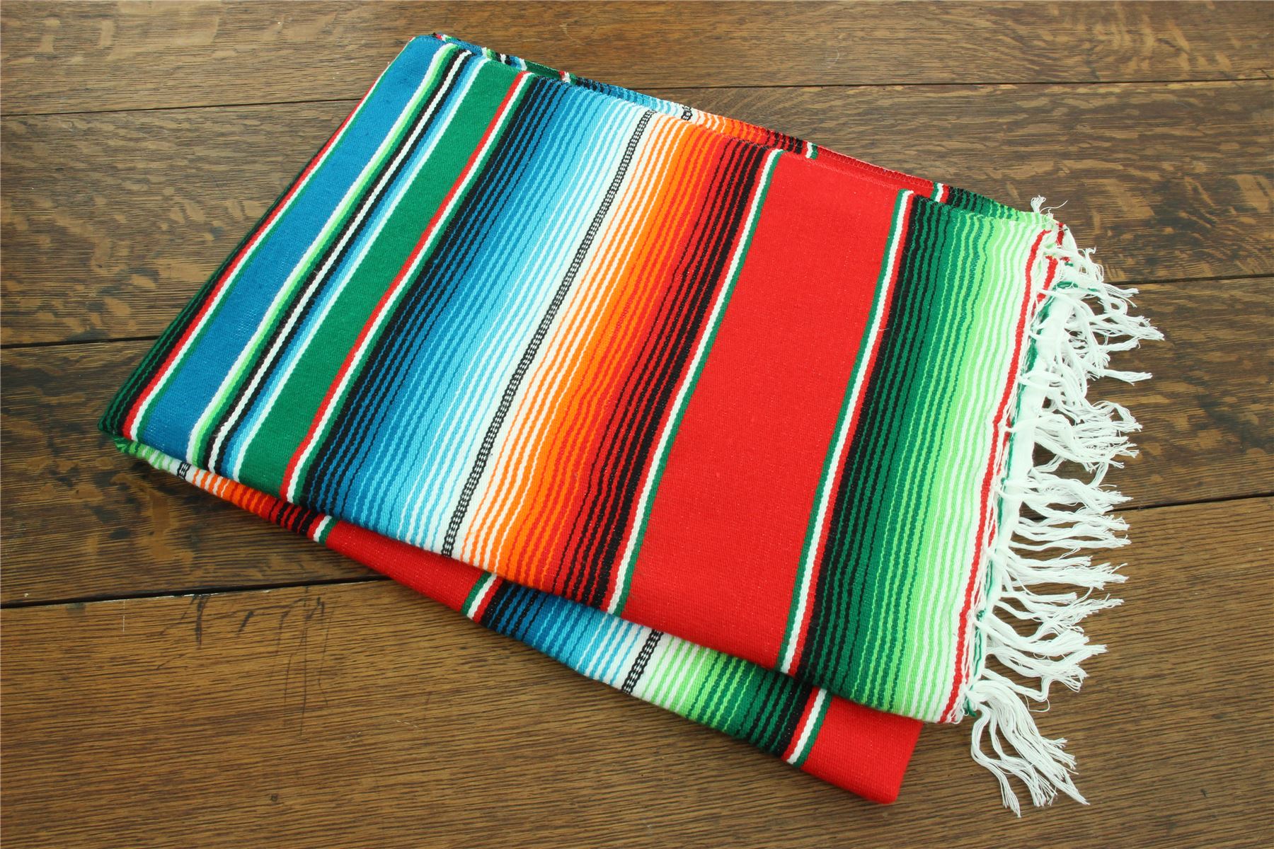 Handwoven Mexican Serape Traditional Jorongo Blanket Shawl Cloak Bright Striped - Picture 34 of 105