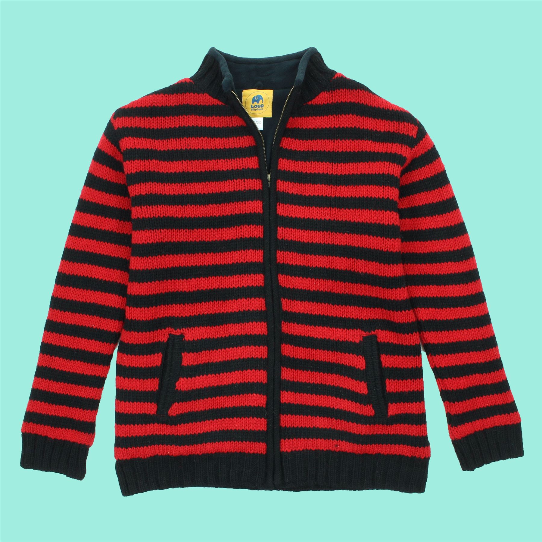 Hand Knitted Wool Jacket Cardigan LoudElephant Nepal Warm Lined Unisex - Picture 55 of 102