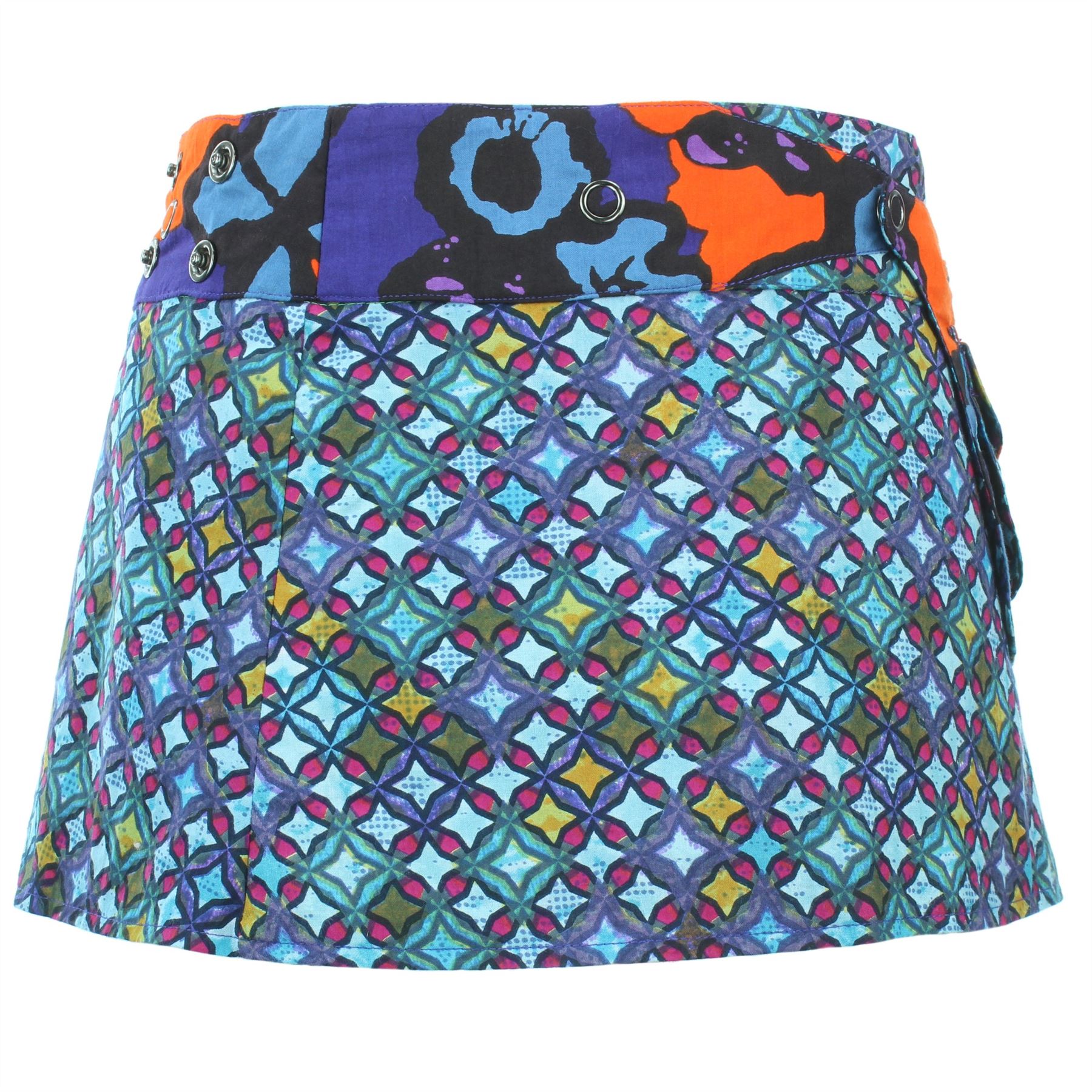 Hippie Bohemian Short Popper Childrens Skirt Boho Pocket Wrap Reversible Stud - Picture 16 of 56