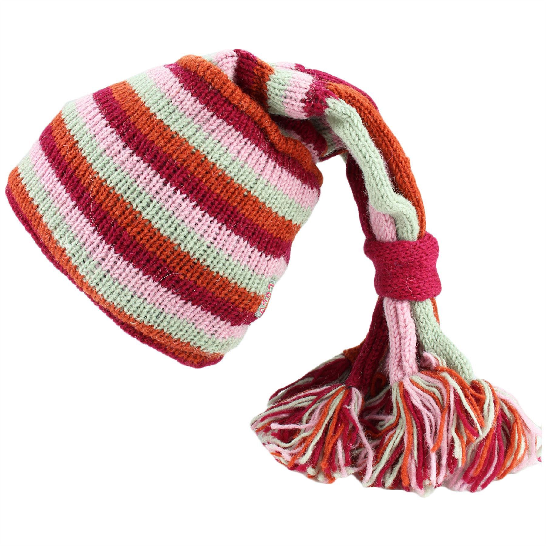 SLOUCH BEANIE HIPPIE TASSEL HAT FESTIVAL FOUNTAIN Wool Knit Fleece