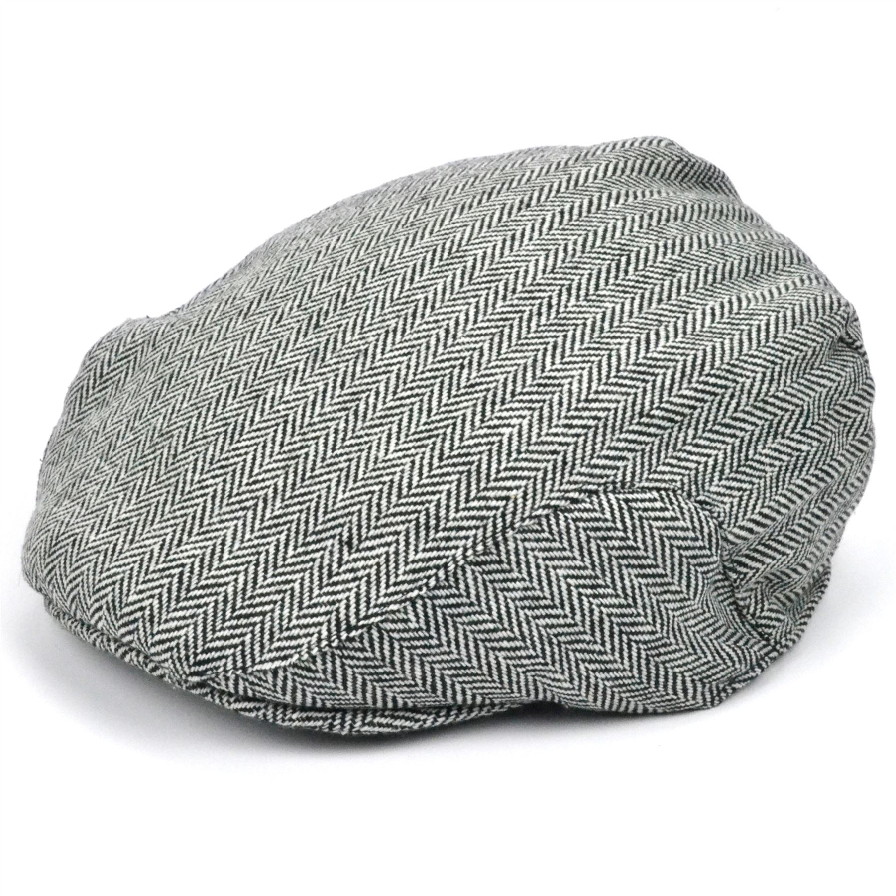 Flat Cap Hat Unisex Mens Peak Lightweight Wool Country Herringbone
