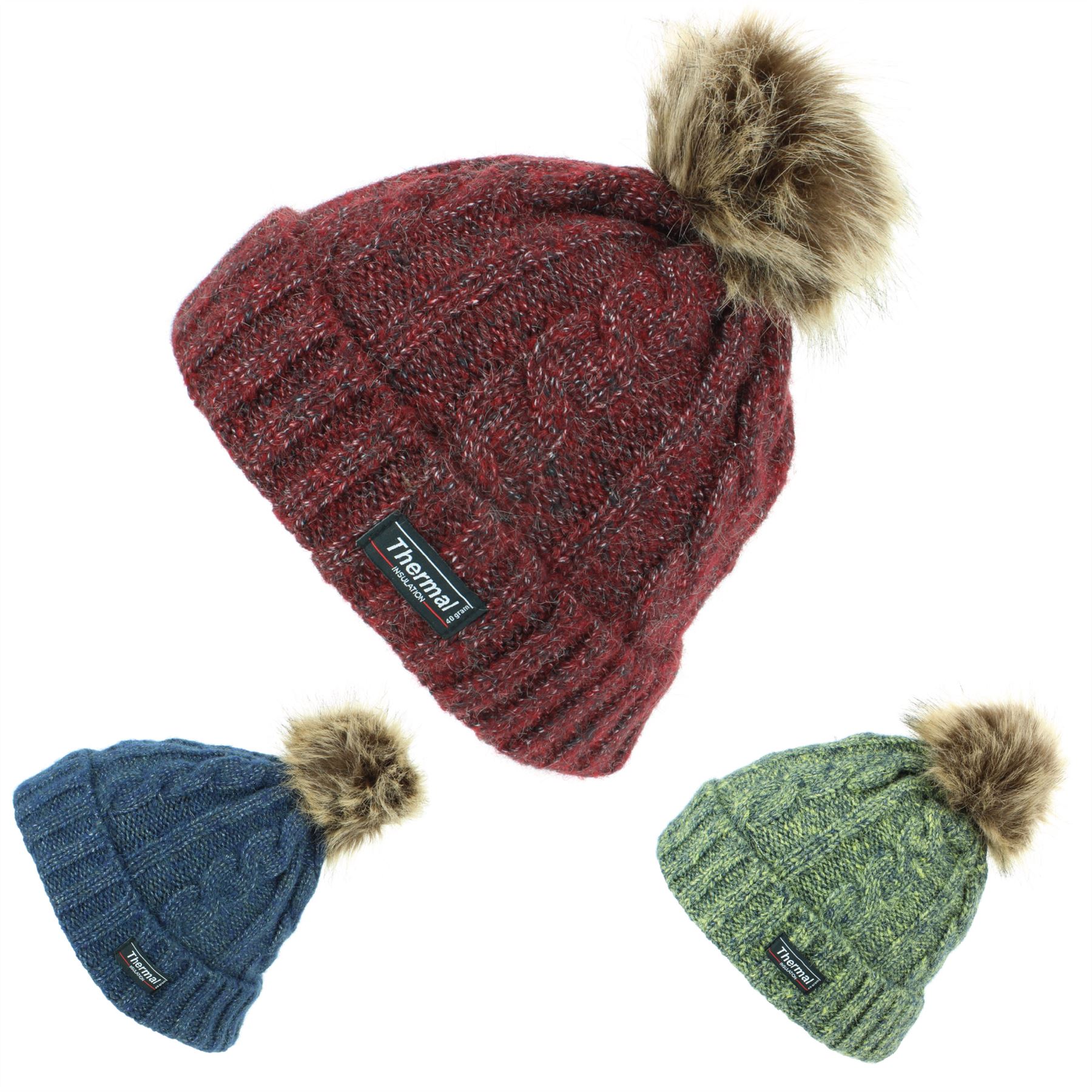 Scruffs Blue Vintage Bobble Hat Knitted Mens Winter Thermal Thinsulate Lined