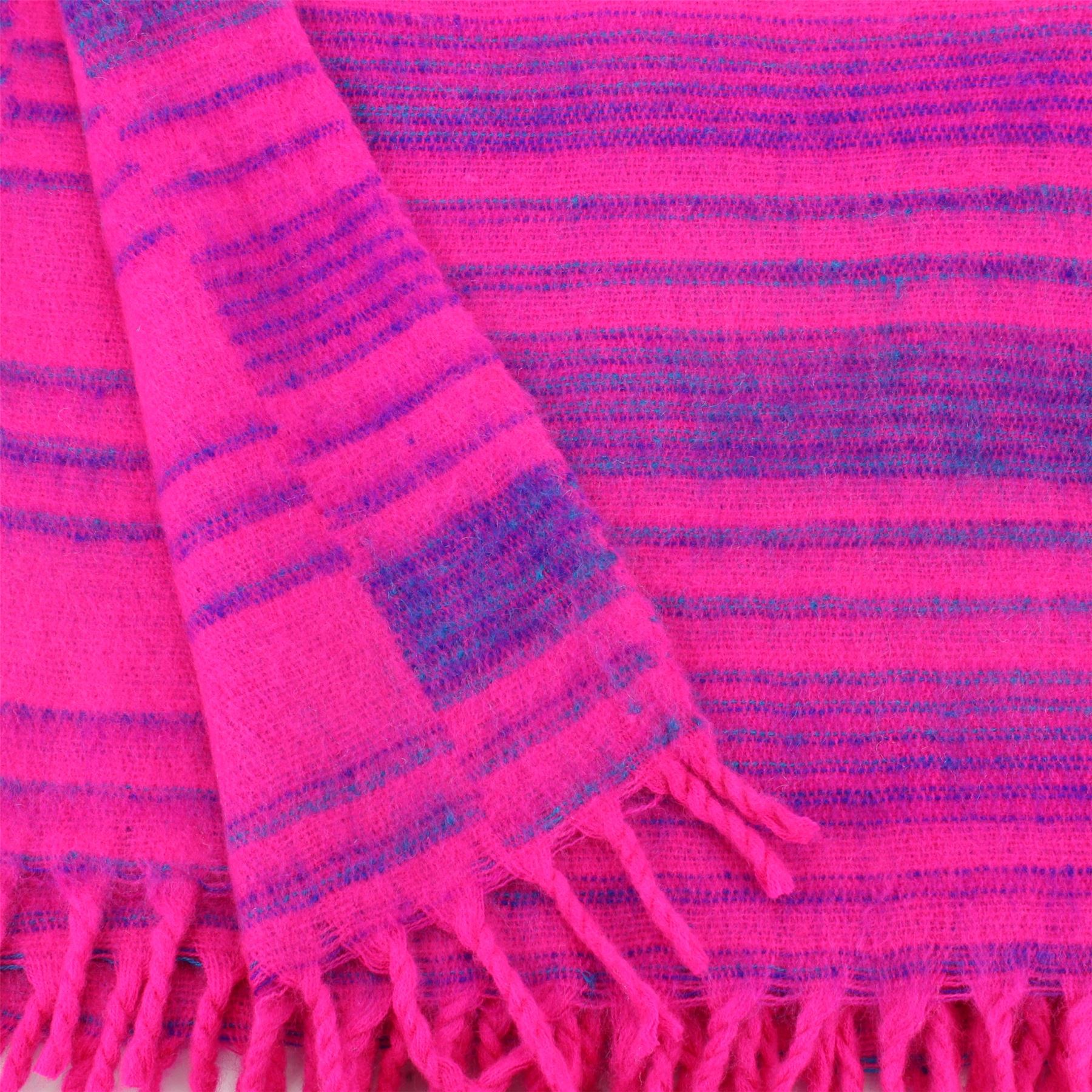 Vegan Wool Shawl Blanket Stripe Hill Queen Wrap Throw Boho Meditation Travel - Picture 25 of 50