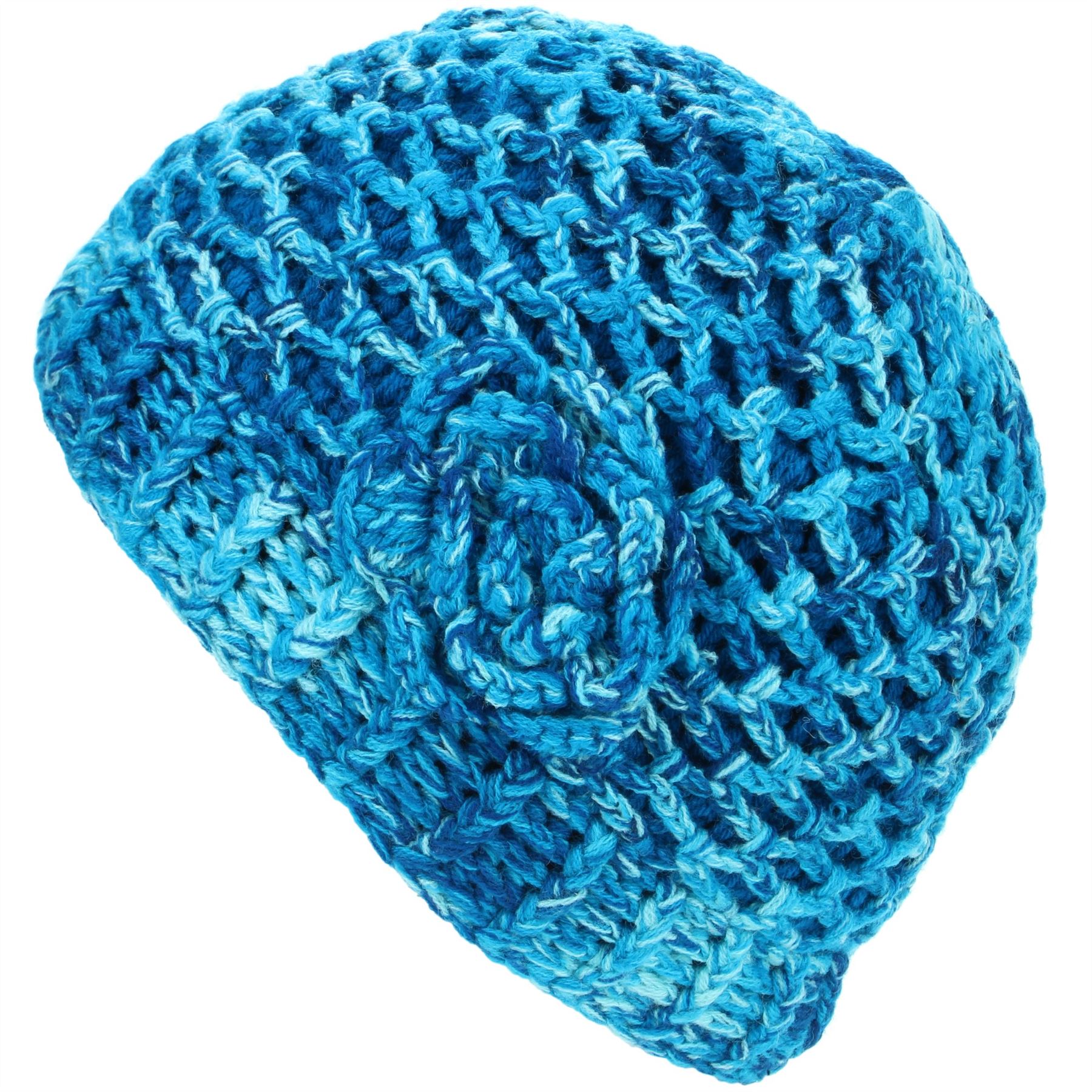 Beanie Hat Cap Warm Winter Lattice Flower Soft Lined LoudElephant Acrylic Knit - Picture 2 of 17