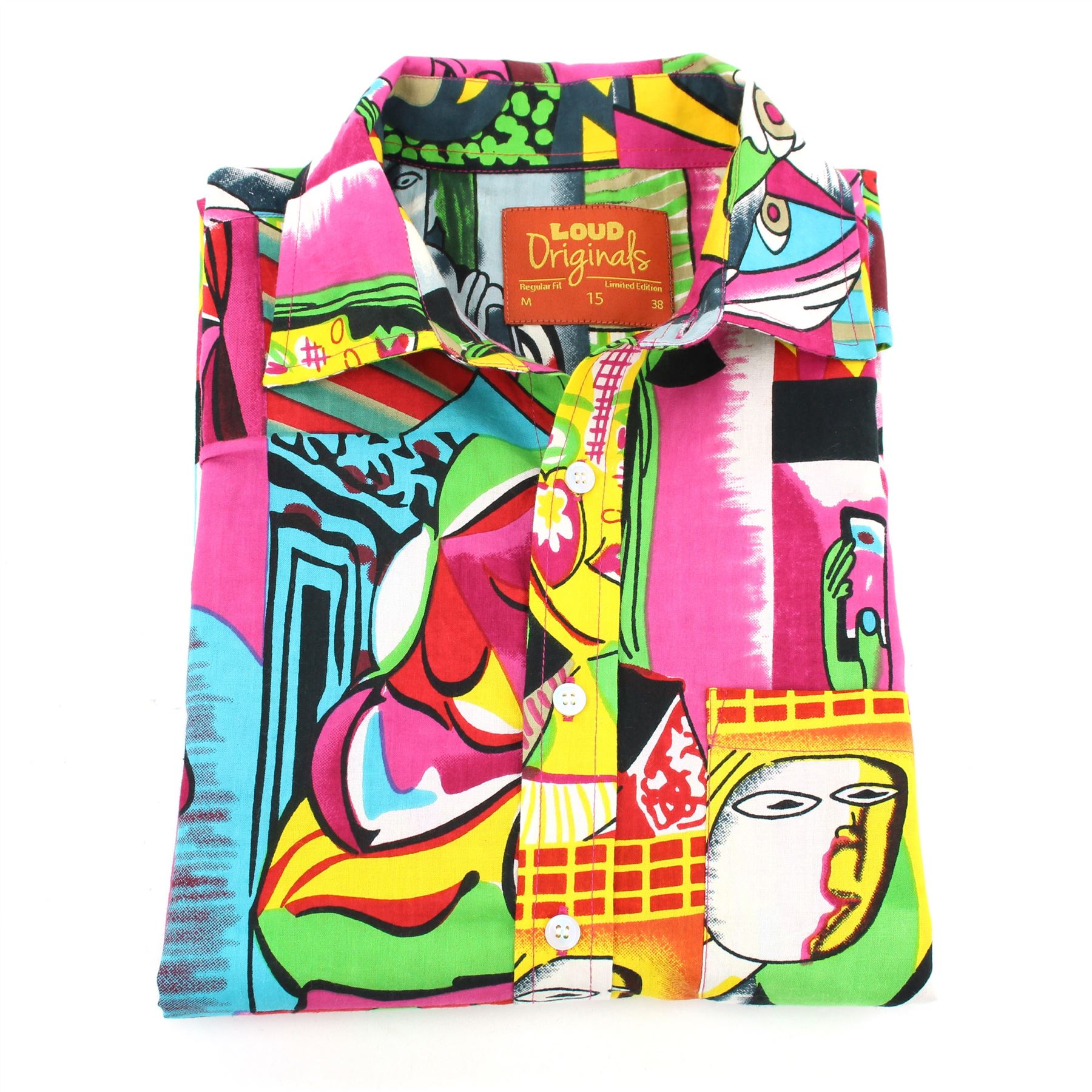 Regular Fit Short Sleeve Shirt Loud Originals Abstract Trippy Psychedelic Print - Picture 10 of 18