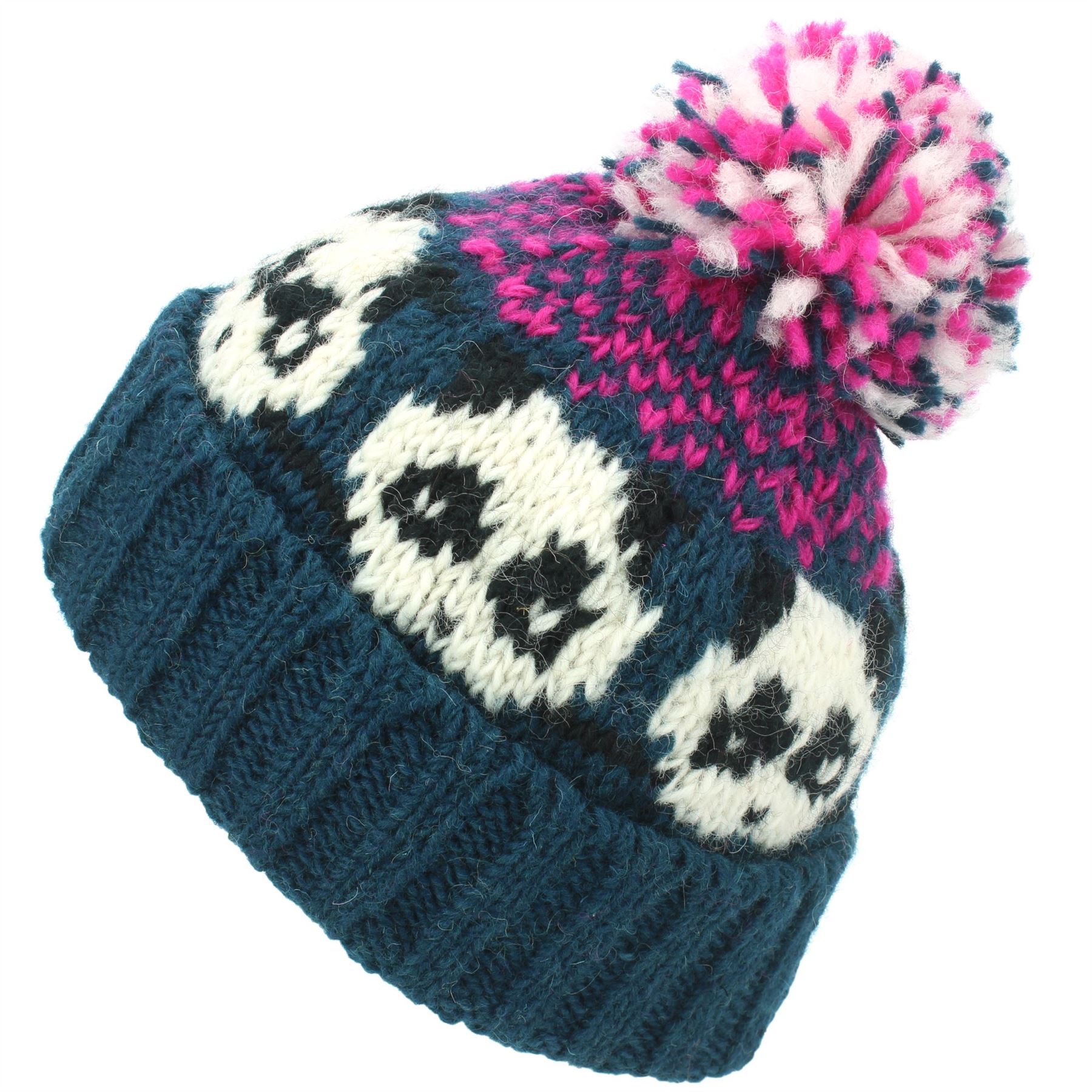 Wool Beanie Hat Bobble Knit Knitted PANDA Lined Men Ladies Warm Winter - Picture 26 of 28