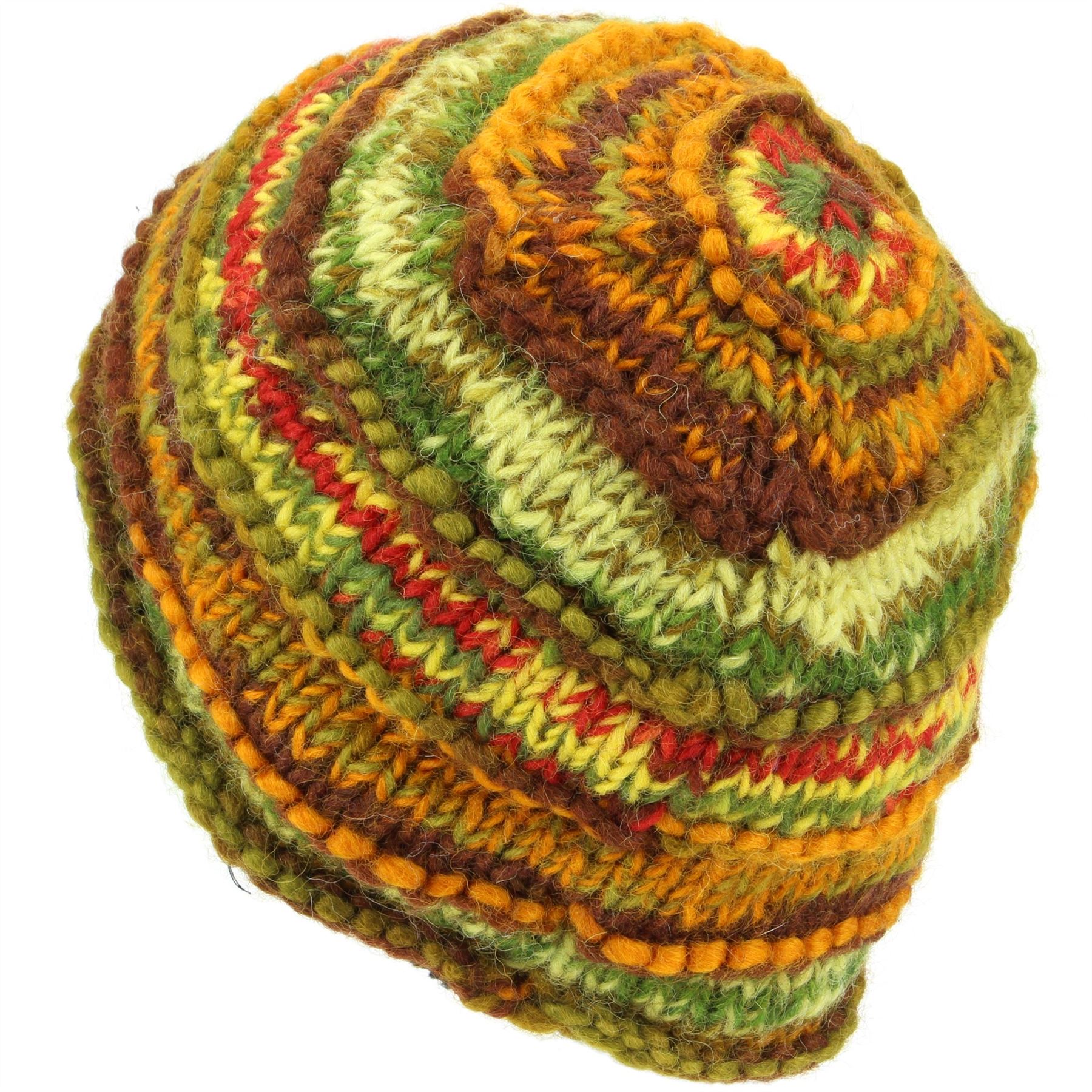 Wool Knit Beanie Hat Handmade Men Ladies Warm Winter Space Dye Ribbed - Picture 30 of 65
