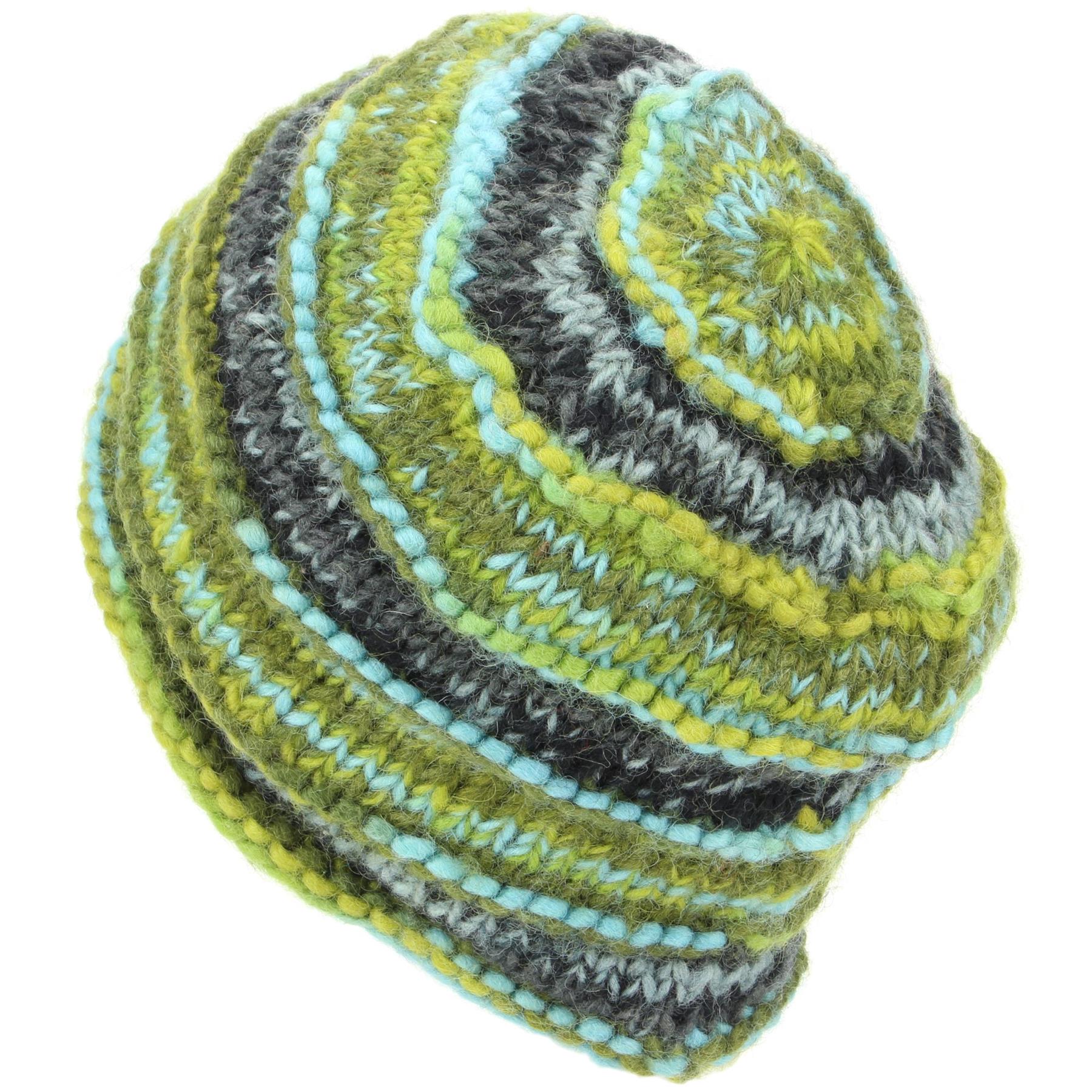 Wool Knit Beanie Hat Handmade Men Ladies Warm Winter Space Dye Ribbed - Picture 28 of 65