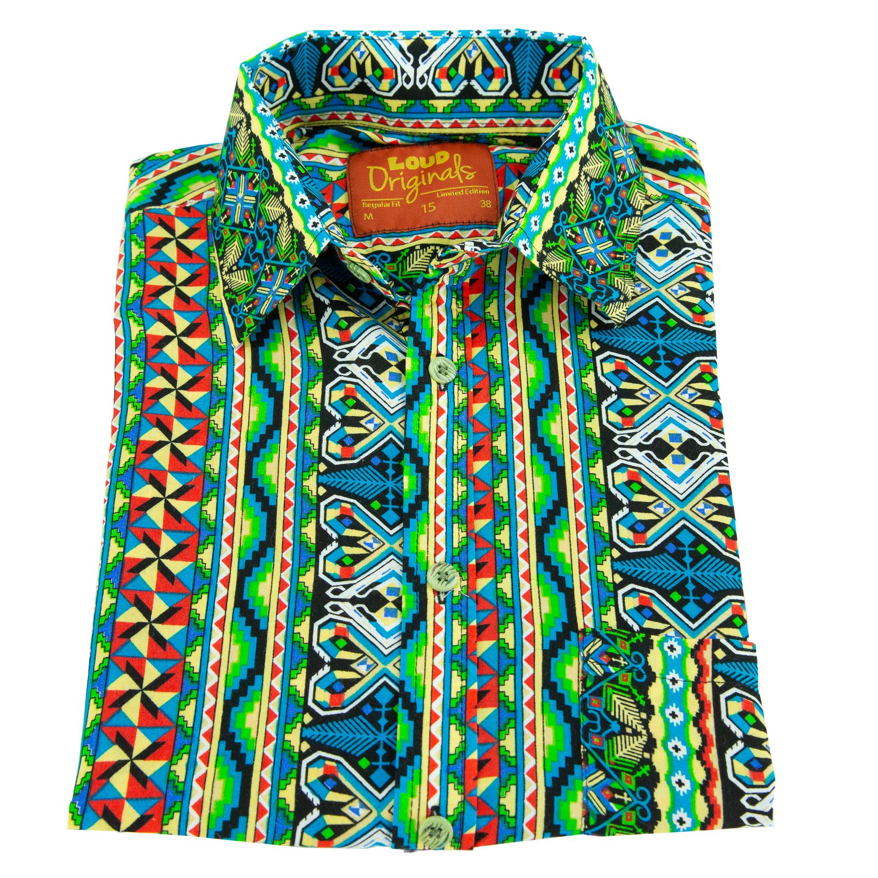 Regular Fit Short Sleeve Shirt Loud Originals Mosaic Pattern Abstract Print - Picture 8 of 9