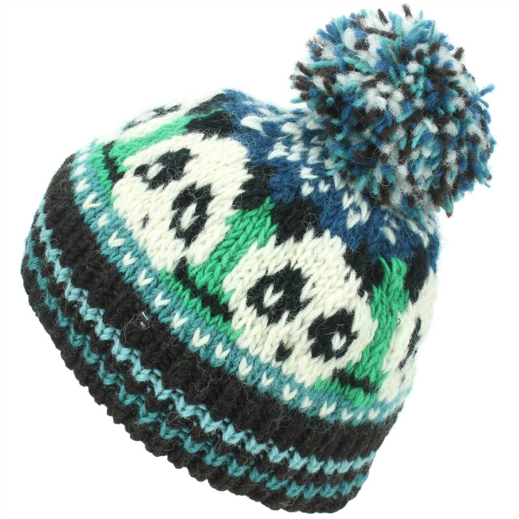 Wool Beanie Hat Bobble Knit Knitted PANDA Lined Men Ladies Warm Winter - Picture 14 of 28