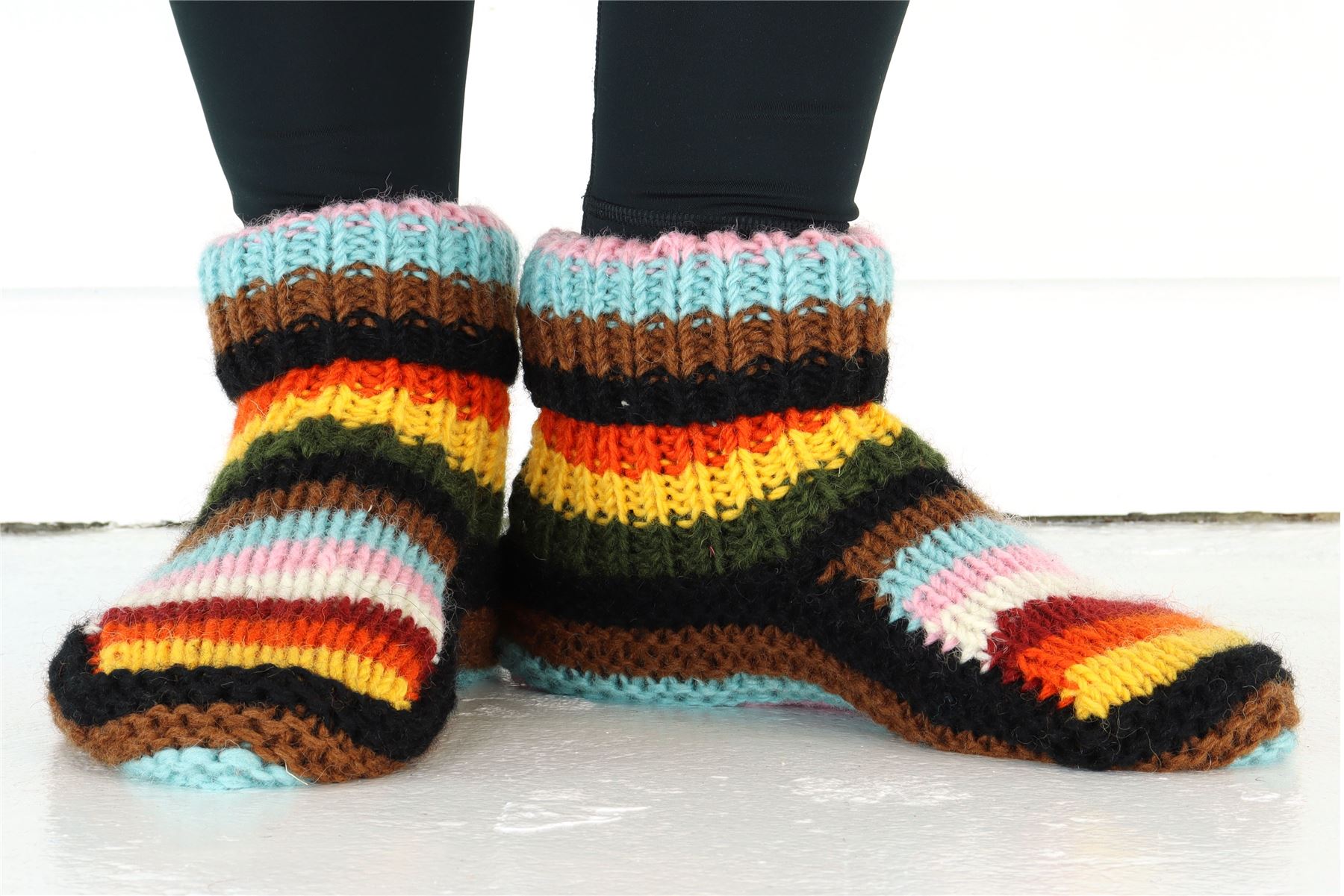 Hand Knitted Wool Slipper Socks Woolly Hand-knitted Warm Cosy Handmade - Picture 43 of 59