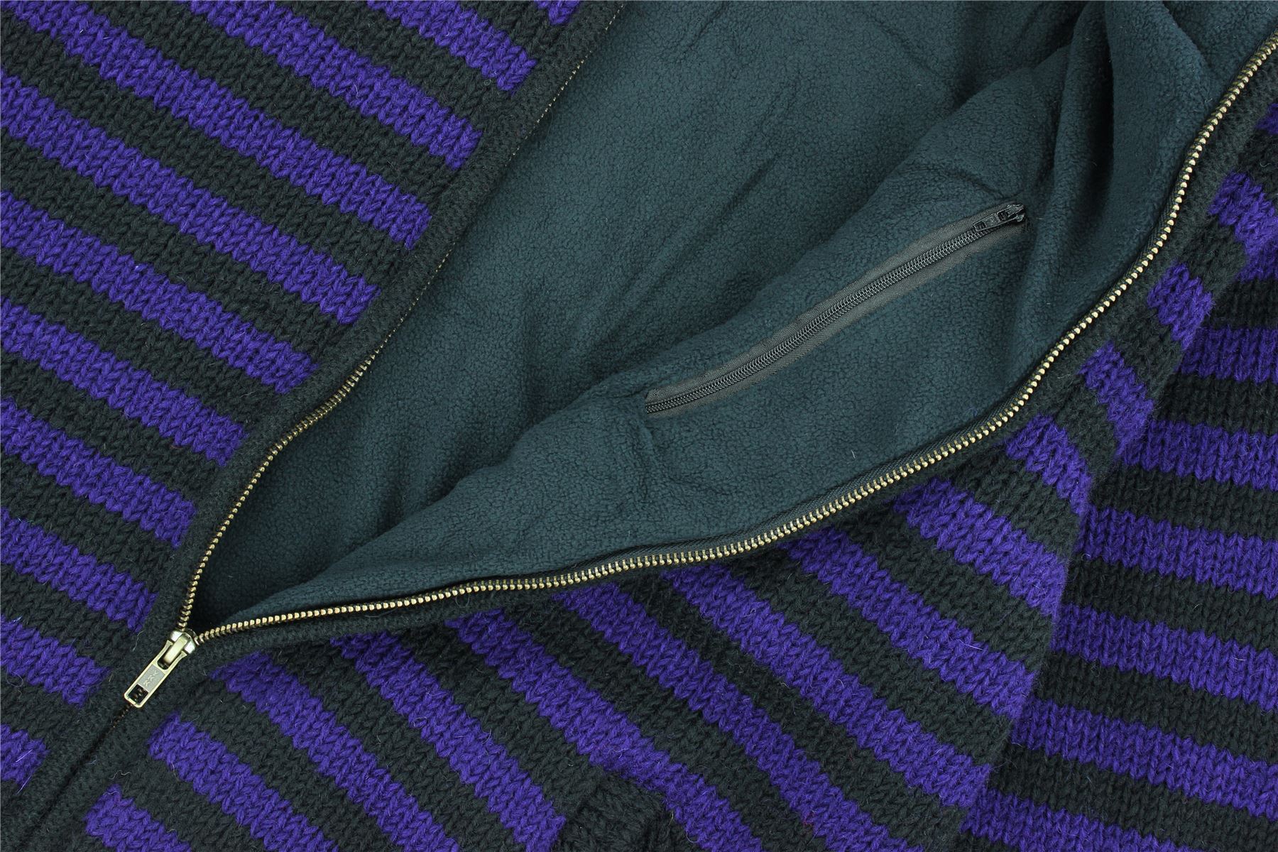 Hand Knitted Wool Jacket Cardigan LoudElephant Nepal Warm Lined Unisex - Picture 100 of 102