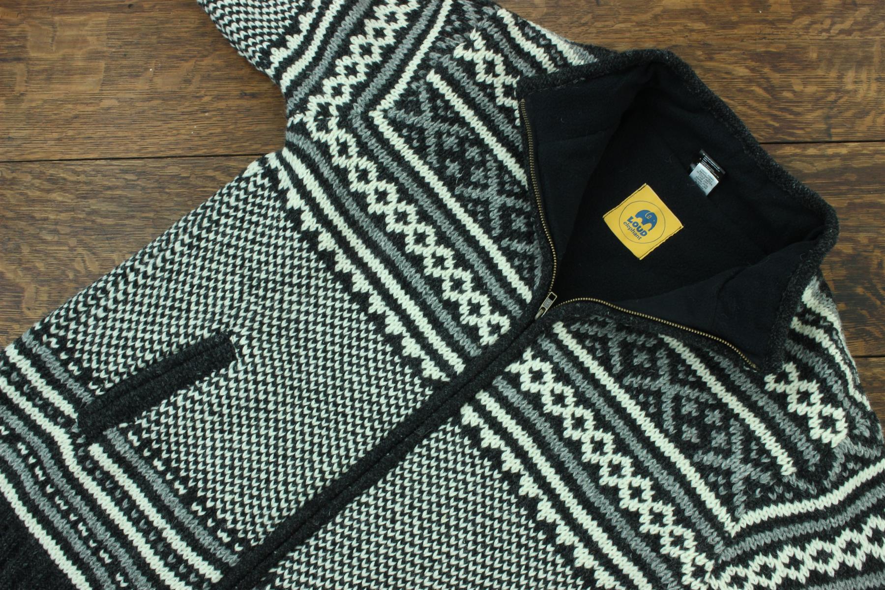 Hand Knitted Wool Jacket Cardigan LoudElephant Nepal Warm Lined Unisex - Picture 44 of 102