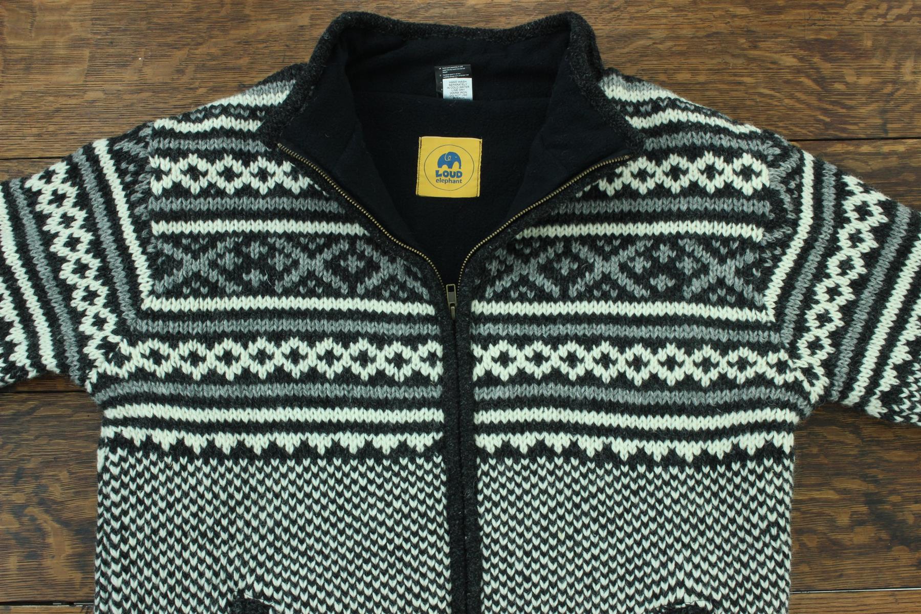 Hand Knitted Wool Jacket Cardigan LoudElephant Nepal Warm Lined Unisex - Picture 46 of 102