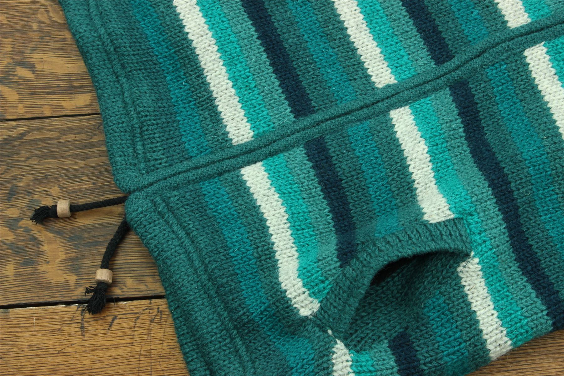 Hand Knitted Wool Hooded Jacket Cardigan Hoodie Nepal Warm Lined Boho Zip - Picture 56 of 100