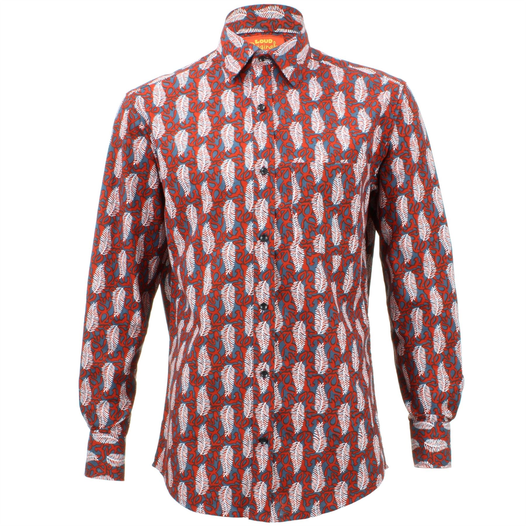 Veste Chemise Psychédélique Vintage Années 70/80 - Rouge à Fleurs Noires - Taille 40 - Occasion En Très Bon état