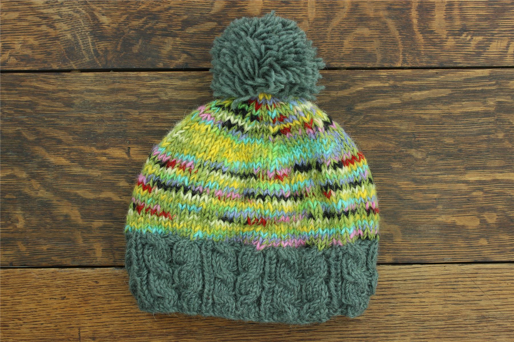 Hand Knitted Wool Beanie Bobble Hat LoudElephant Knitted Handmade Winter Lined - Picture 4 of 10