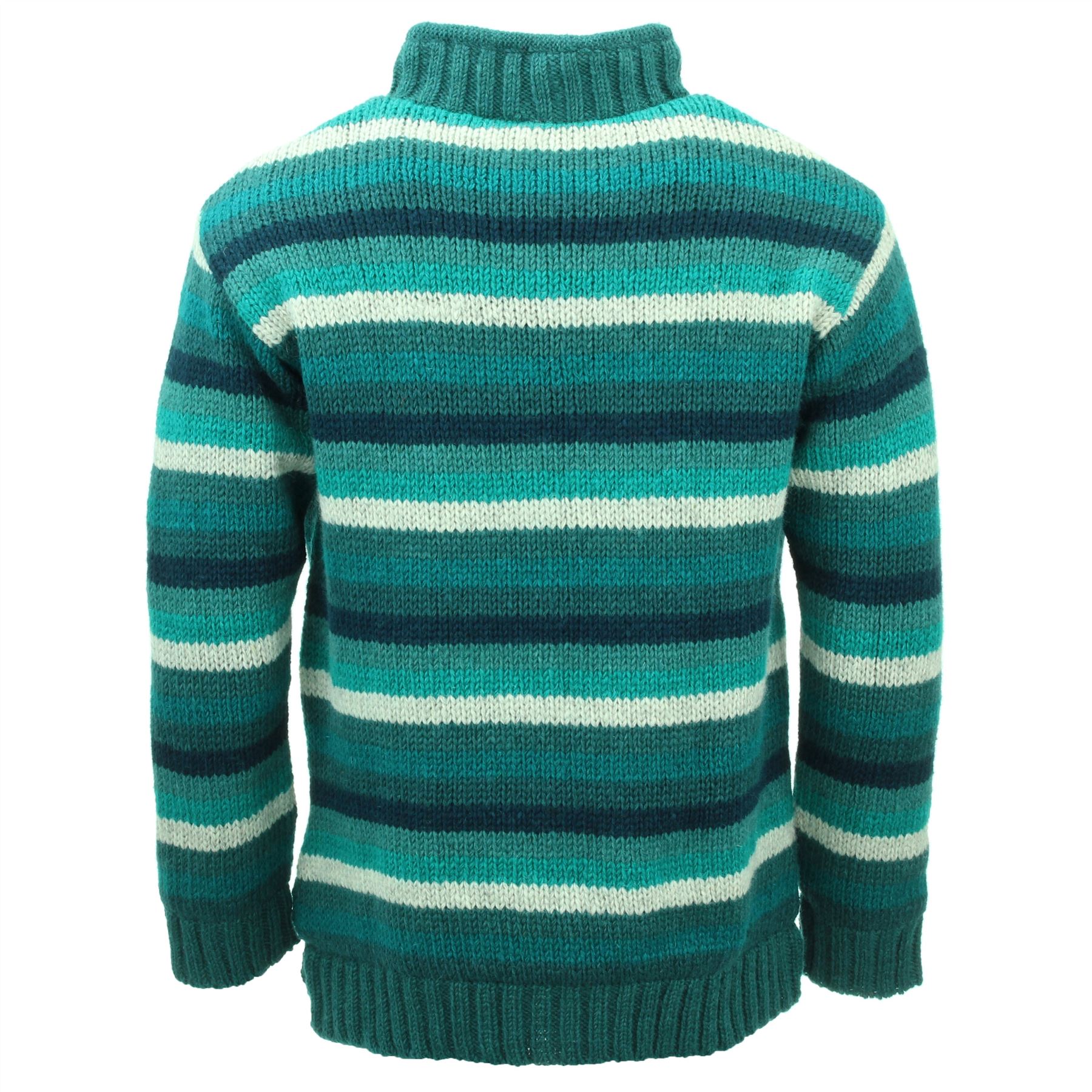 Hand Knitted Wool Jacket Cardigan LoudElephant Nepal Warm Lined Unisex - Picture 35 of 102