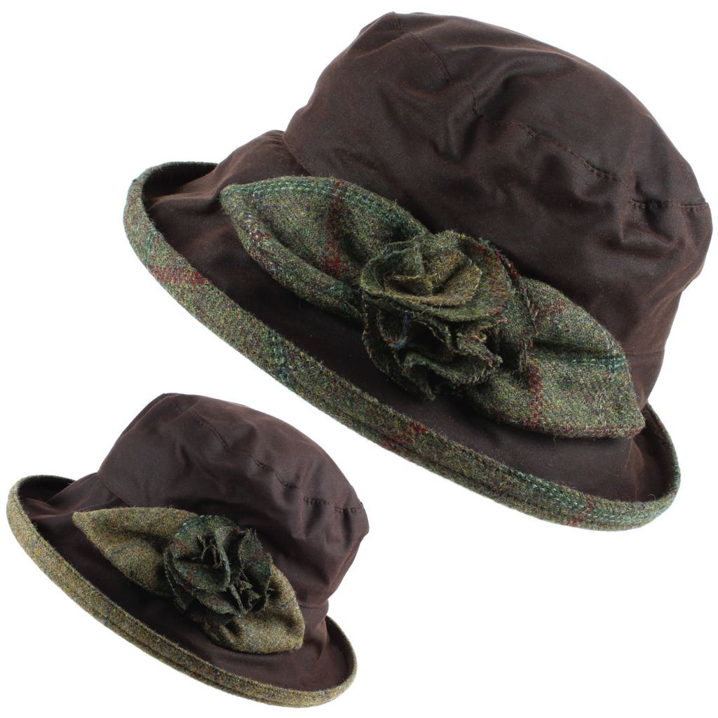 Ladies Hat Cloche Wax Cotton Winter Waterproof Tweed Rose Peak and Brim eBay