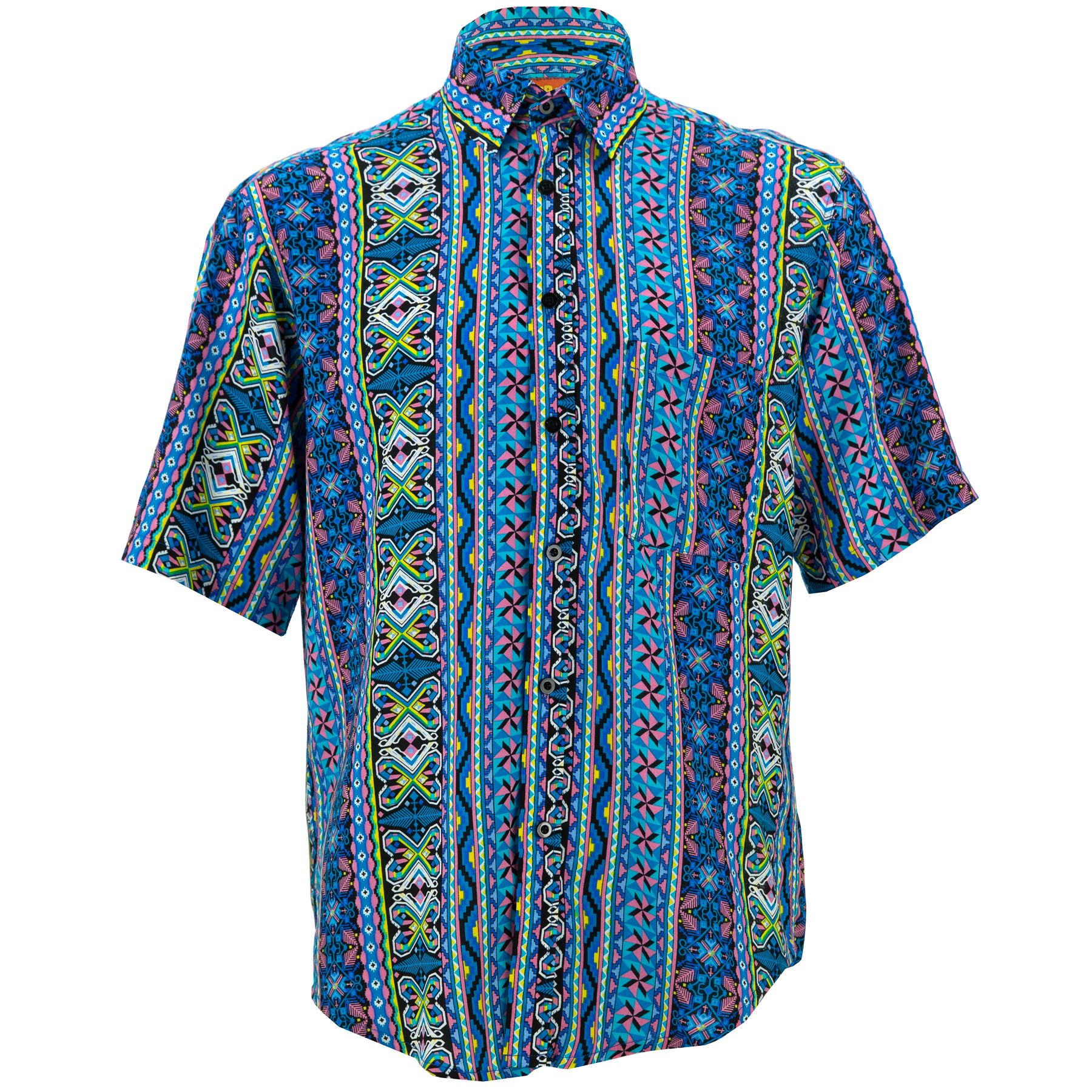 Regular Fit Short Sleeve Shirt Loud Originals Mosaic Pattern Abstract Print - Picture 2 of 9