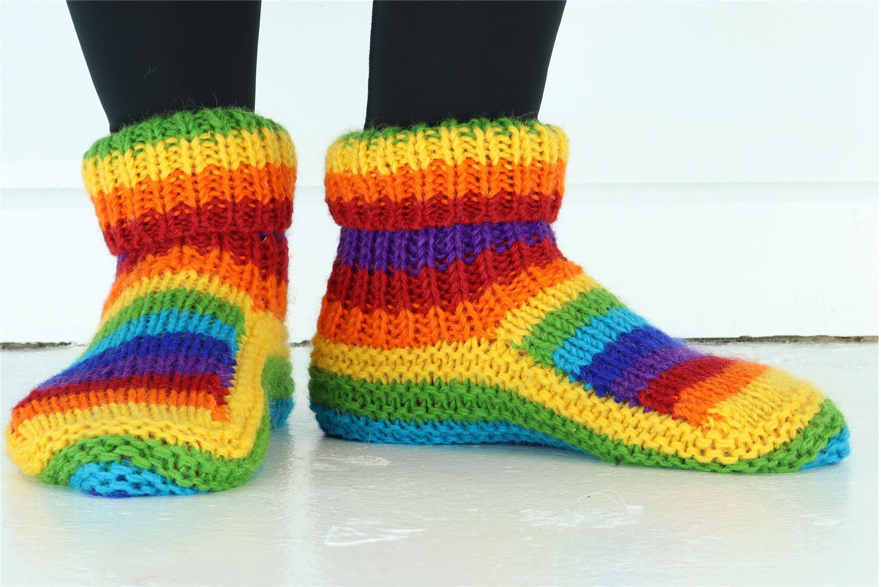 Hand Knitted Wool Slipper Socks Woolly Hand-knitted Warm Cosy Handmade - Picture 28 of 59