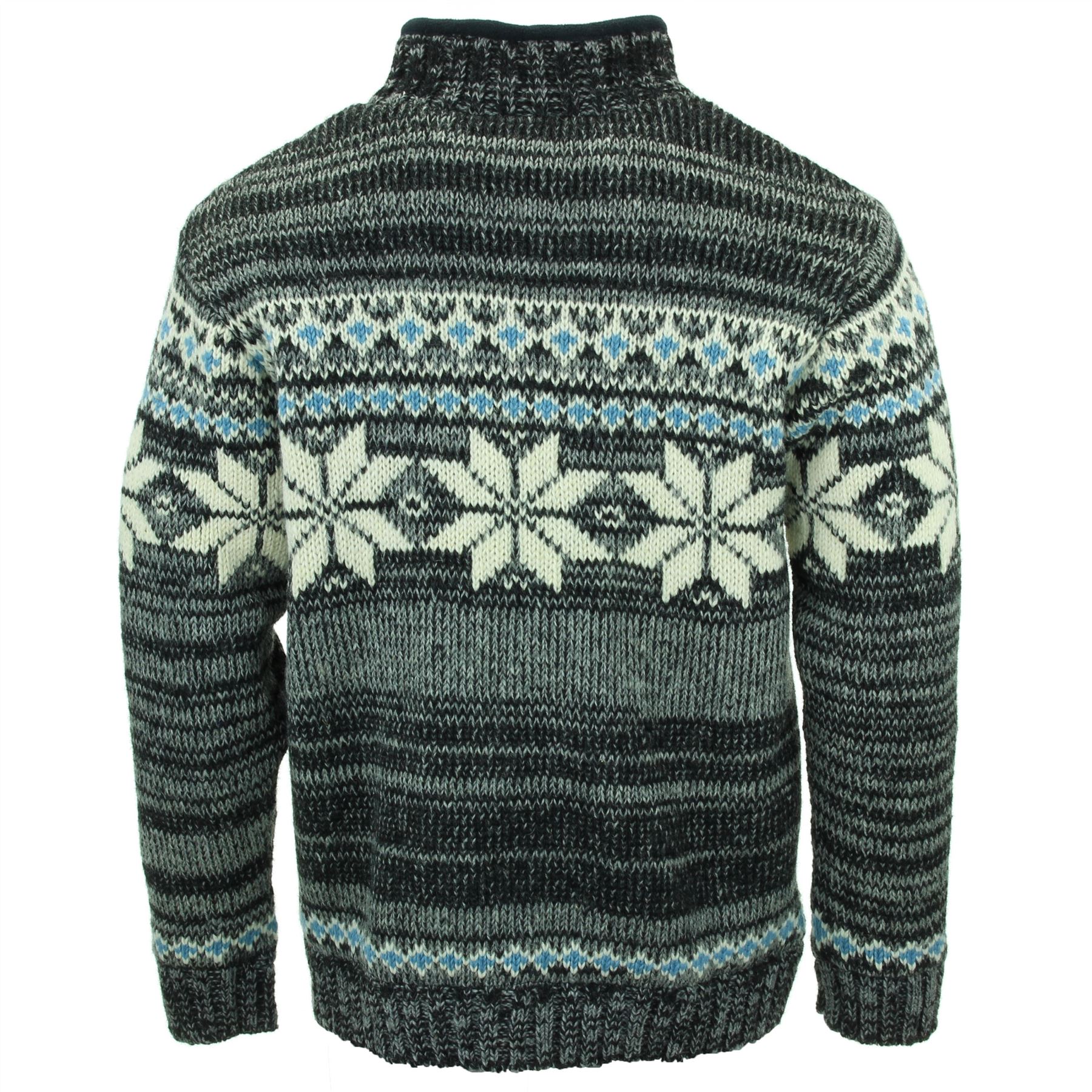 Hand Knitted Wool Jacket Cardigan LoudElephant Nepal Warm Lined Unisex - Picture 64 of 102