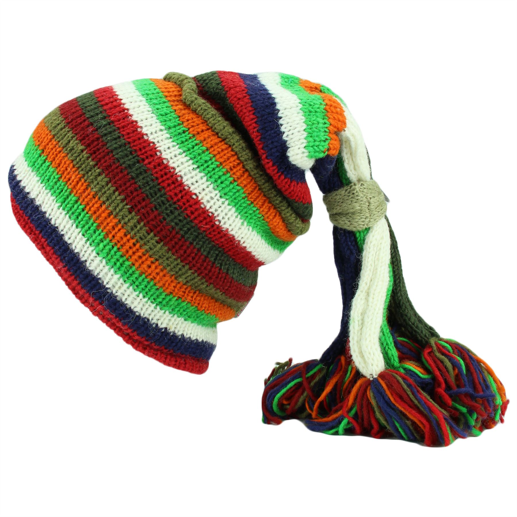 SLOUCH BEANIE HIPPIE TASSEL HAT FESTIVAL FOUNTAIN Wool Knit Fleece