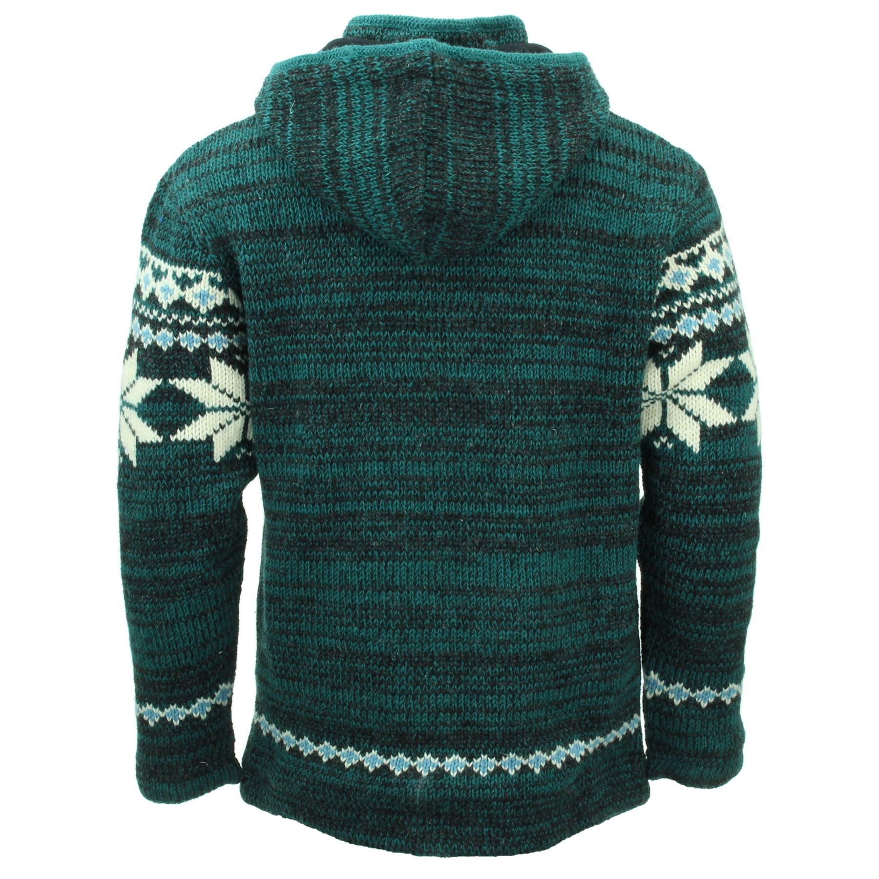 Handgestrickte Wolle Kapuzenjacke Cardigan Hoodie Nepal warm gefüttert Hippie Reißverschluss - Bild 33 von 102