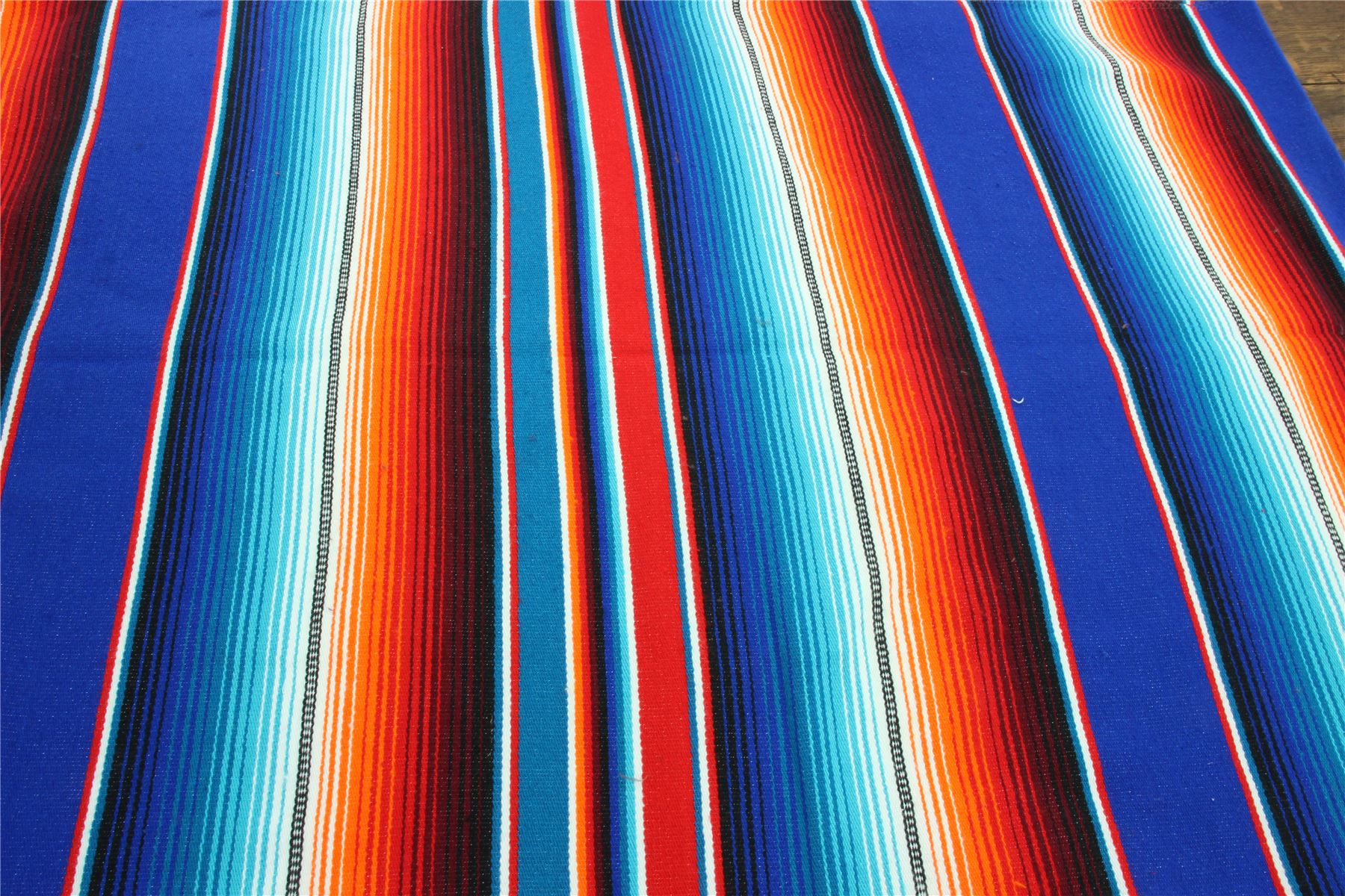 Handwoven Mexican Serape Traditional Jorongo Blanket Shawl Cloak Bright Striped - Picture 13 of 105