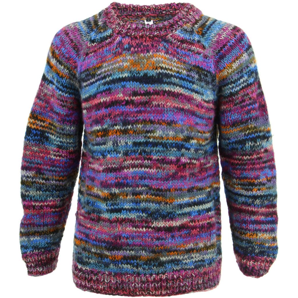 Wool Knit Jumper Sweater Pullover Fairisle Nordic Abstract Warm Nepal Loose - Picture 15 of 81