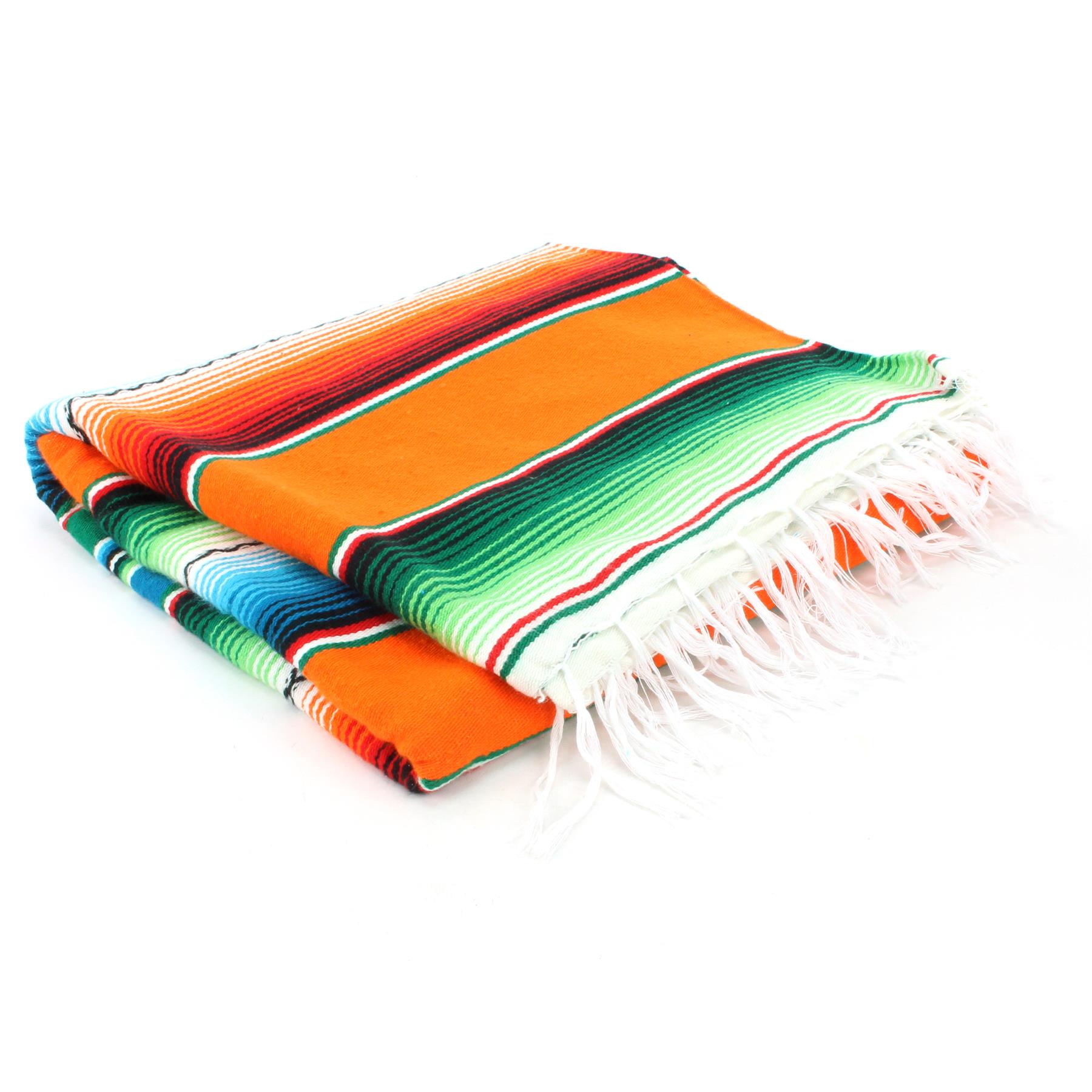 Handwoven Mexican Serape Traditional Jorongo Blanket Shawl Cloak Bright Striped - Picture 33 of 105