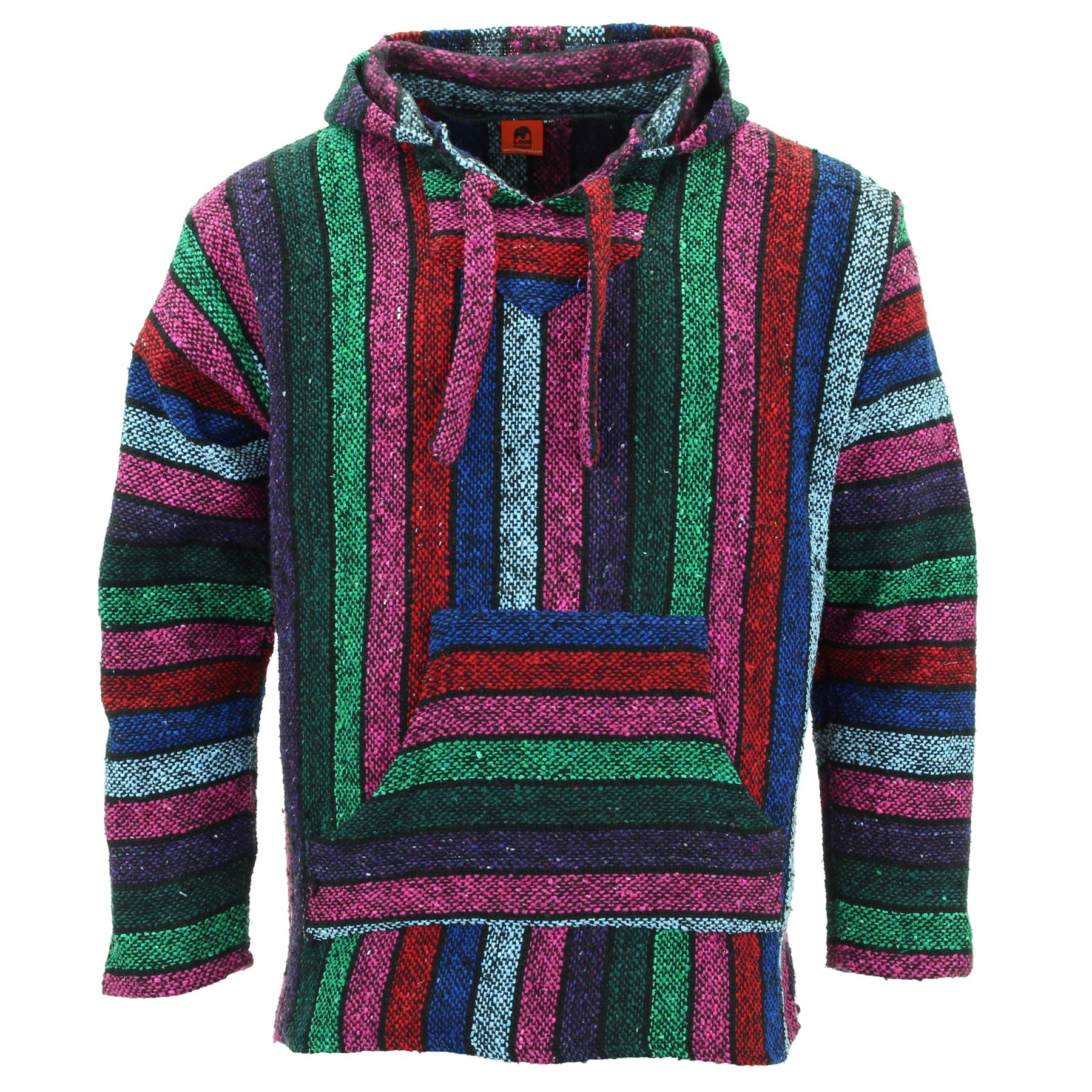 Recycled Mexican Baja Jerga Hoody Sweatshirt Jacket Hooded Warm Hippy Plus Size - Picture 98 of 189