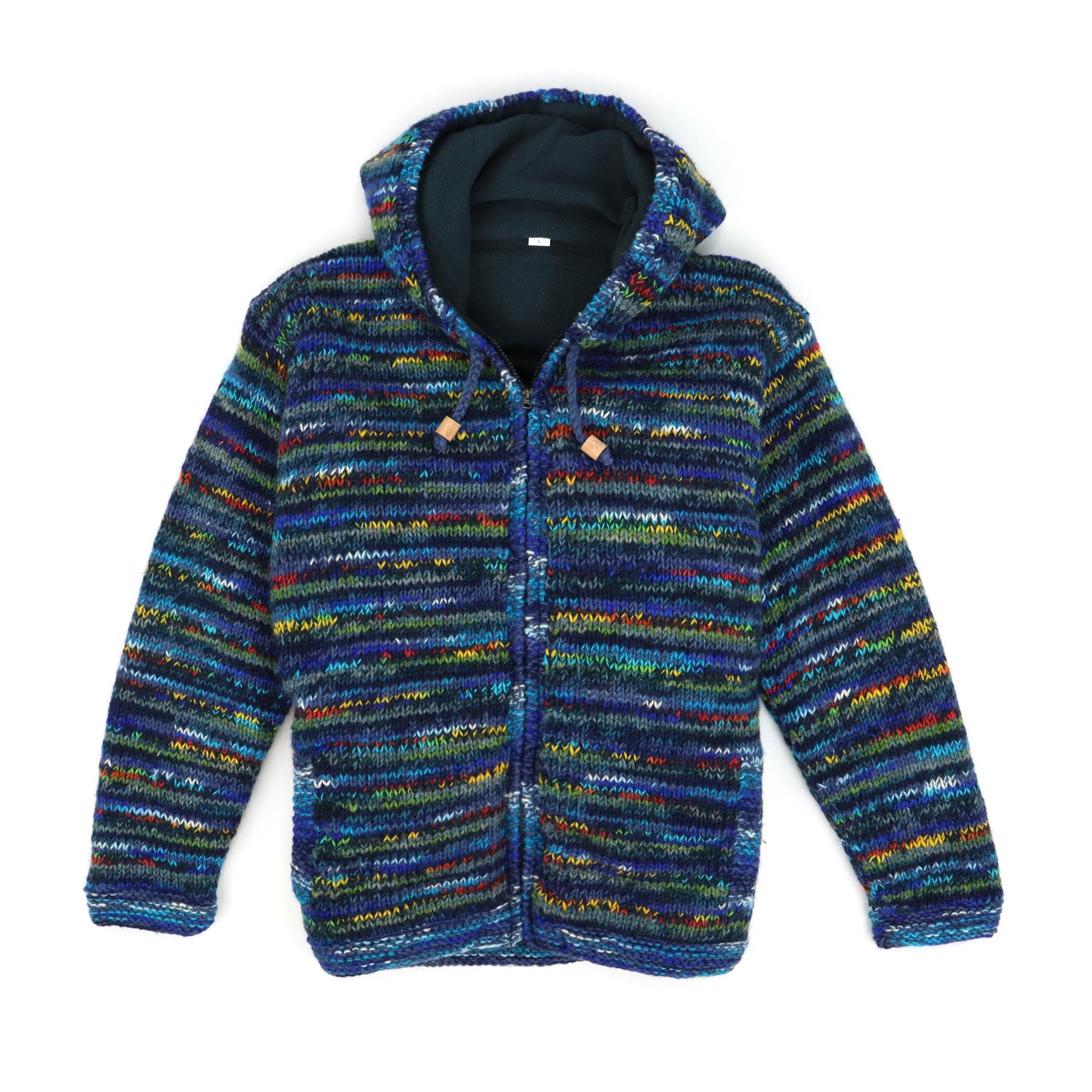 Handgestrickt Wolle Jacke mit Kapuze Strickjacke Kapuzenpullover Nepal - Bild 77 von 83