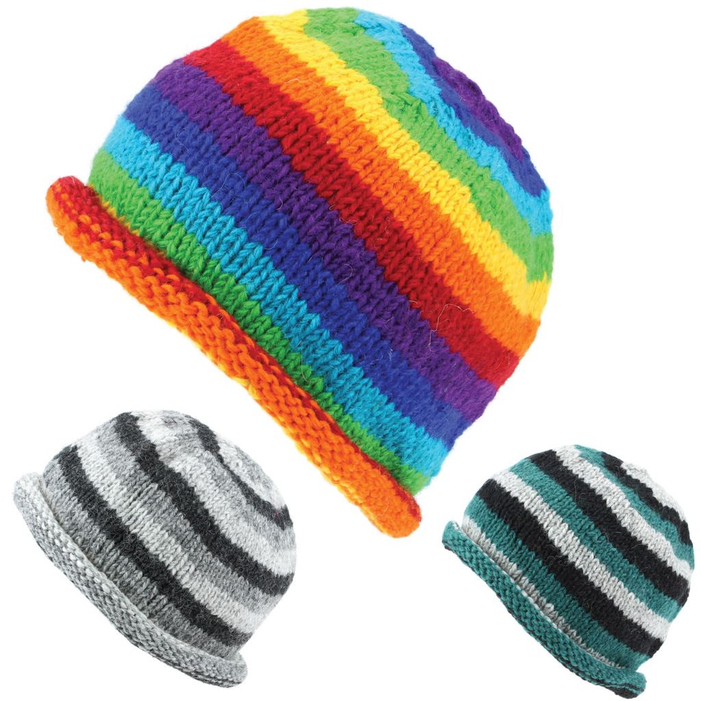 knit winter hat with brim