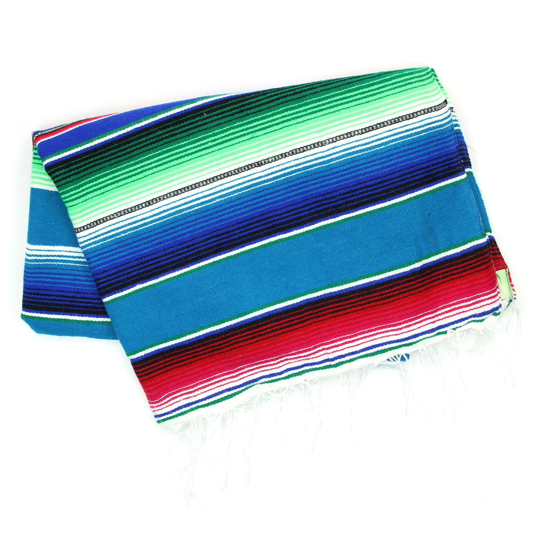 Handwoven Mexican Serape Traditional Jorongo Blanket Shawl Cloak Bright Striped - Picture 65 of 105