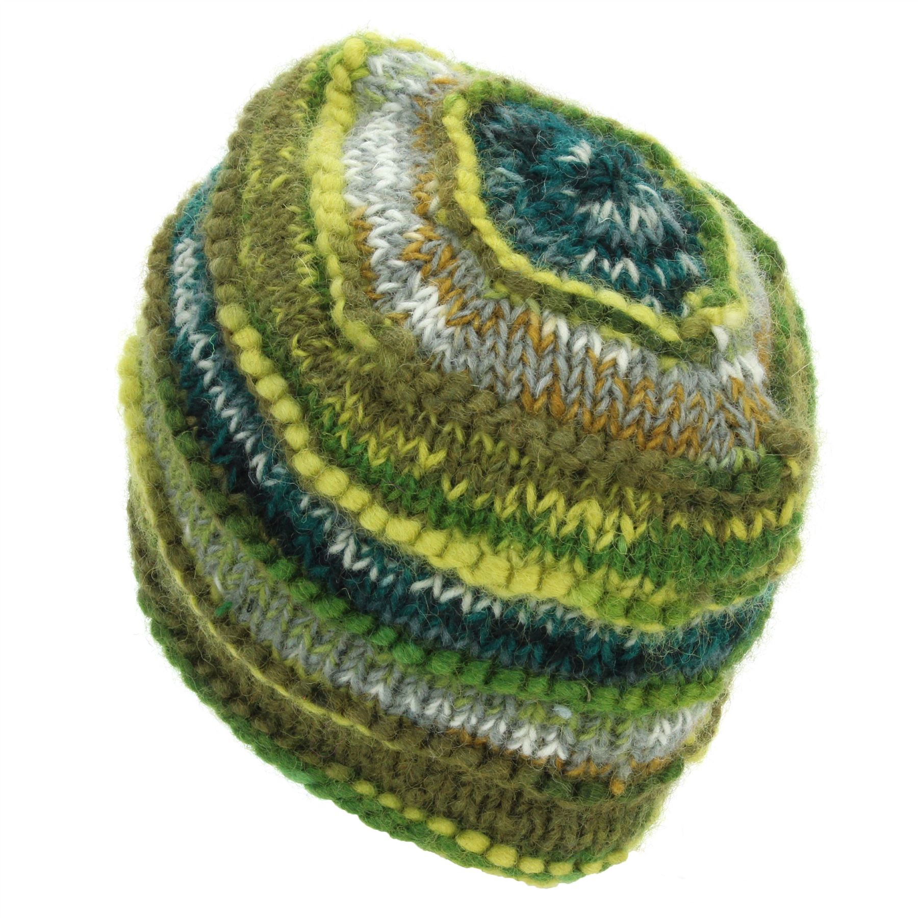 Wool Knit Beanie Hat Handmade Men Ladies Warm Winter Space Dye Ribbed - Picture 11 of 65