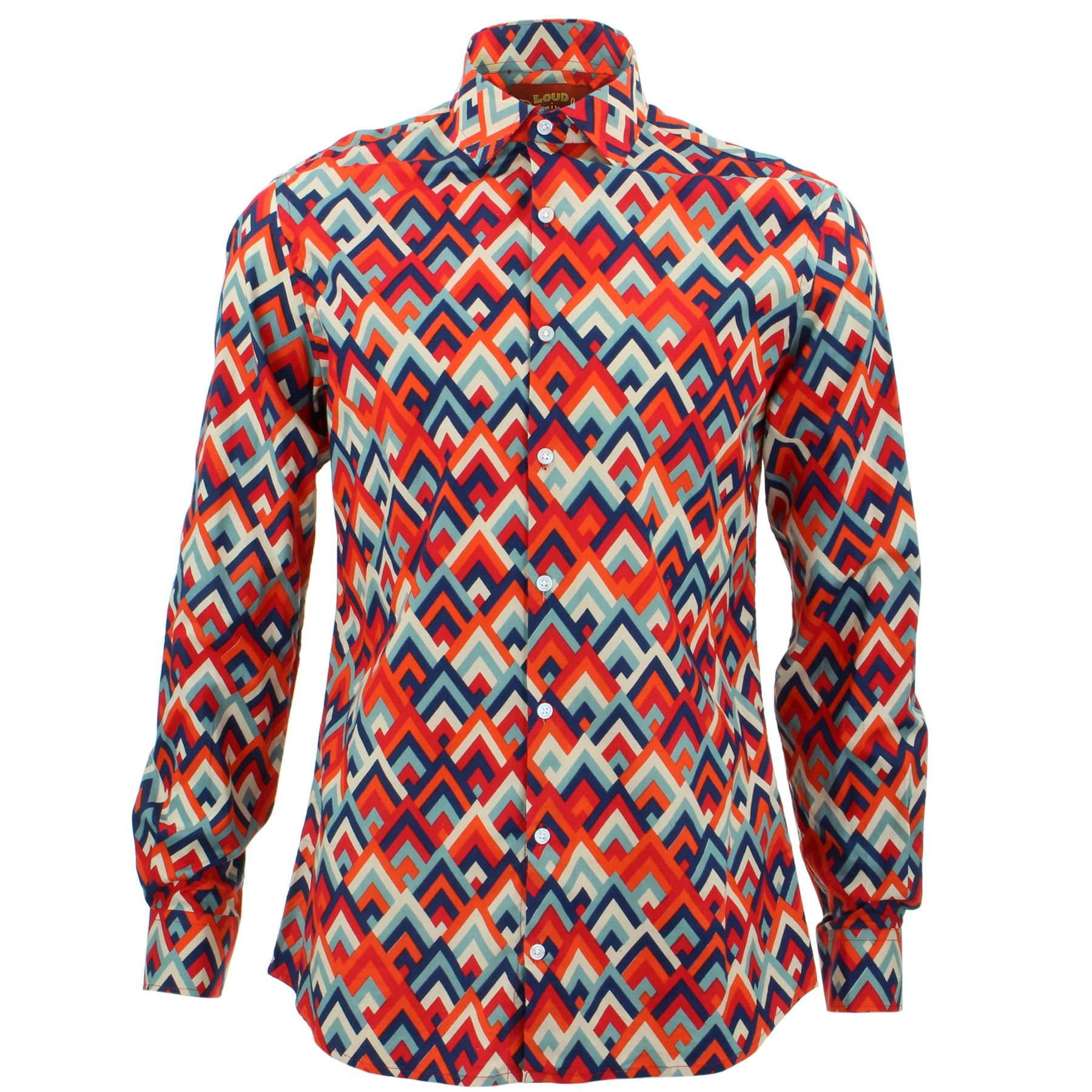 Mens Shirt Loud Originals TAILORED FIT Mountain Red Retro Psychedelic Fancy