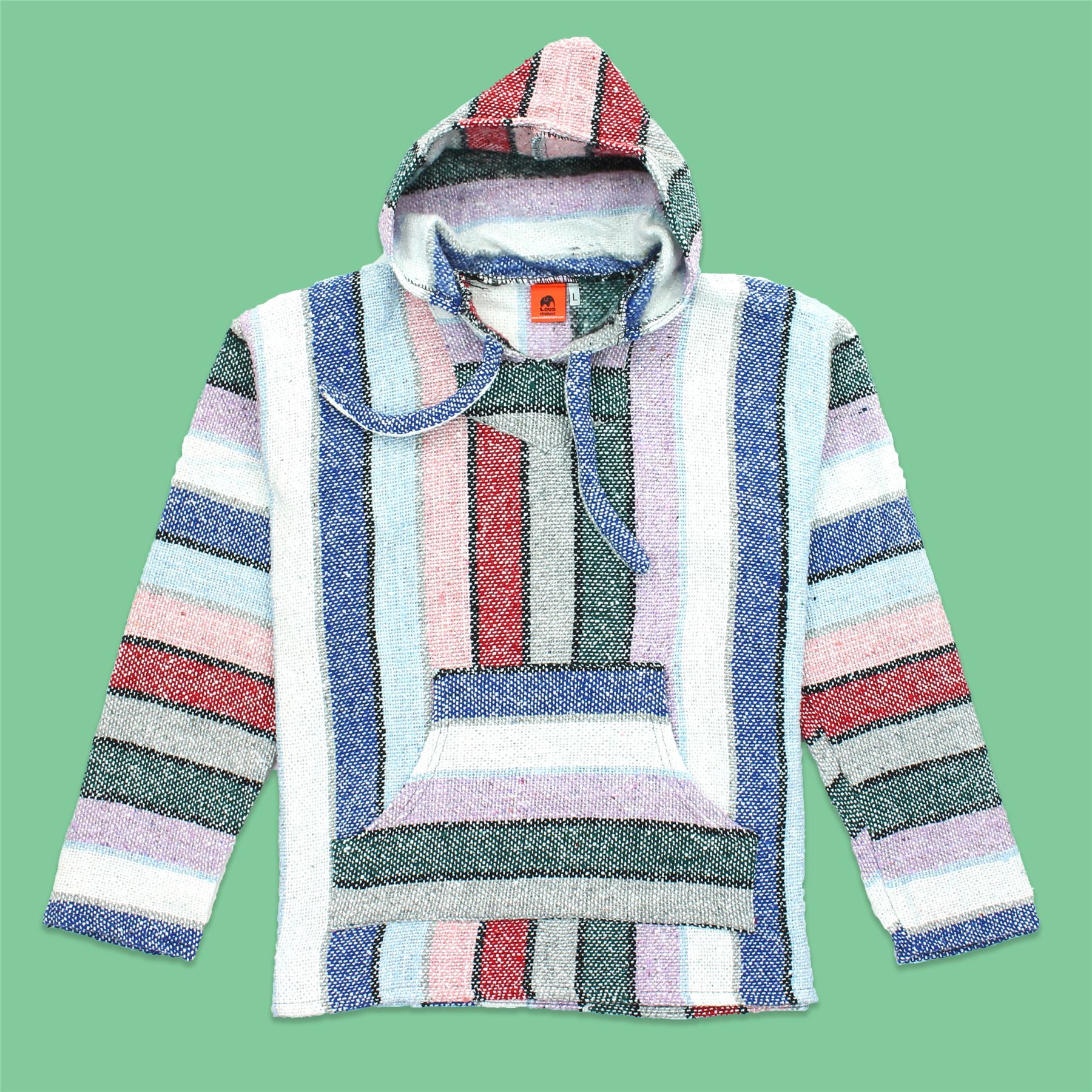 Recycled Mexican Baja Jerga Hoody Sweatshirt Jacket Hooded Warm Hippy Plus Size - Picture 126 of 189