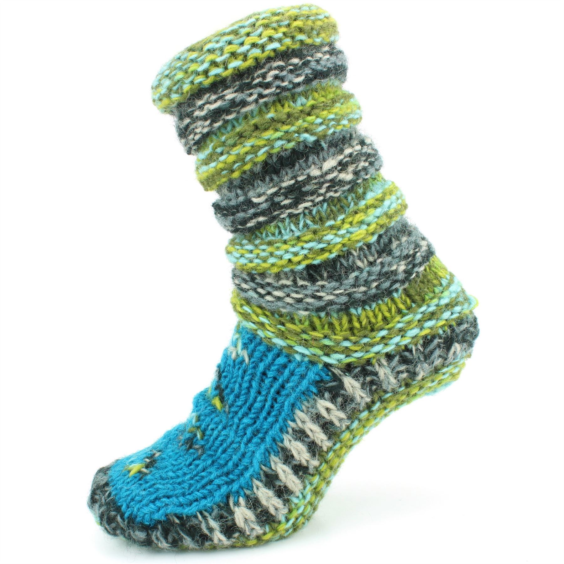 Wool Socks Chunky Knitted Fleece Lined RAINBOW Slipper Winter Warm LoudElephant - Picture 5 of 24