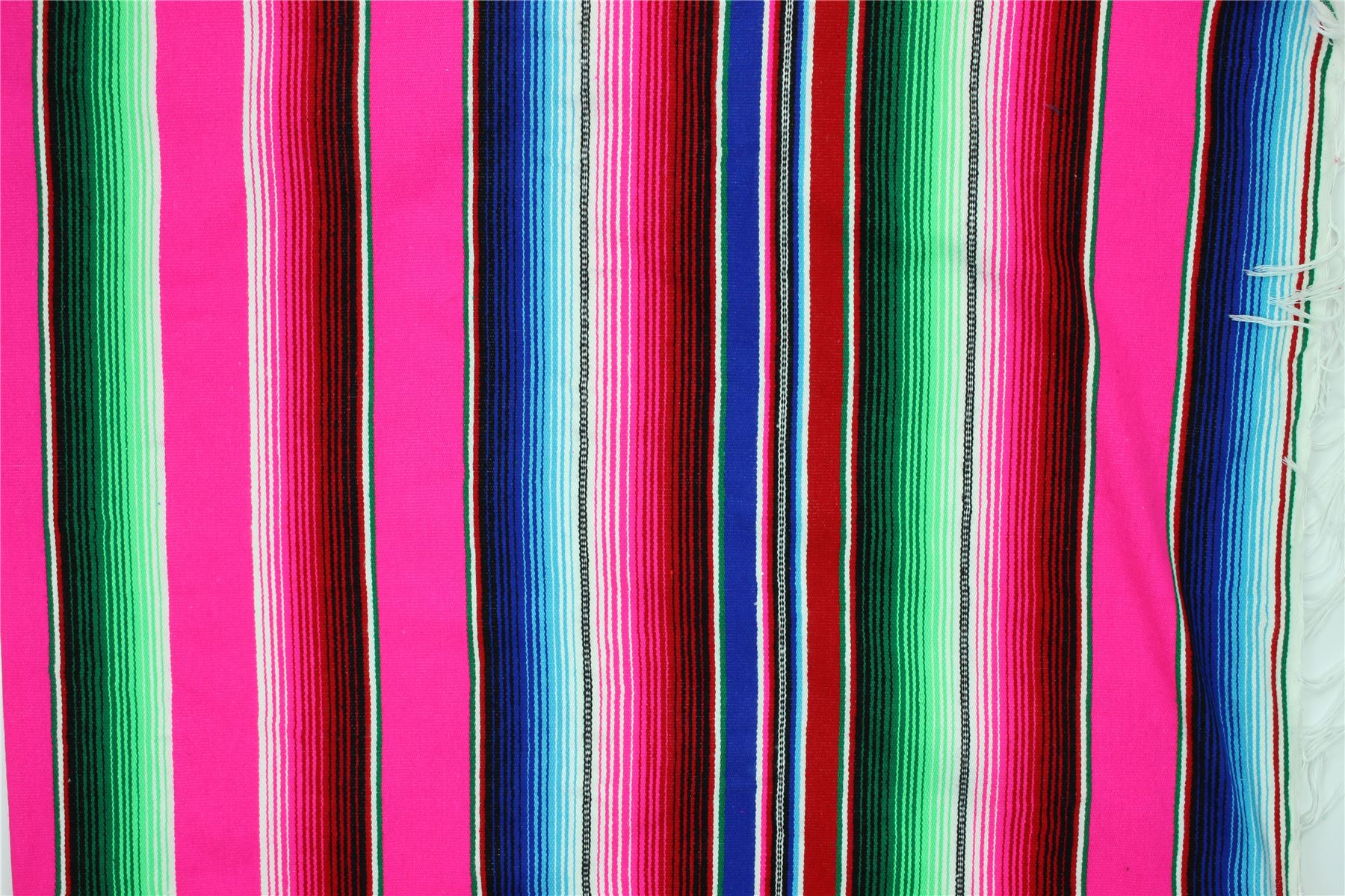 Handwoven Mexican Serape Traditional Jorongo Blanket Shawl Cloak Bright Striped - Picture 60 of 105