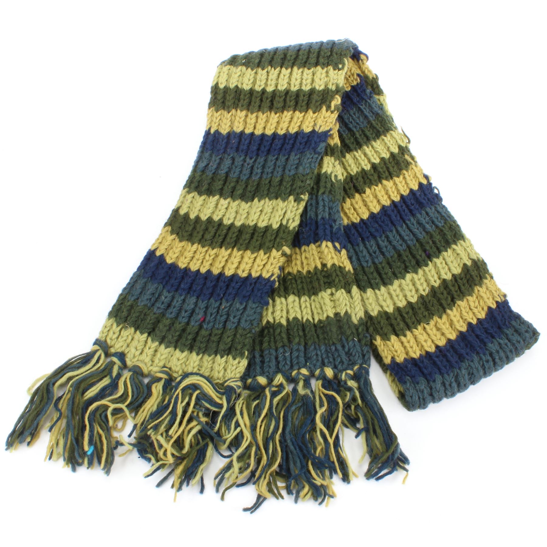 Hand Knitted Wool Scarf Woolly Warm Winter Cosy Stripe Space Dye Rainbow Pattern - Picture 92 of 97