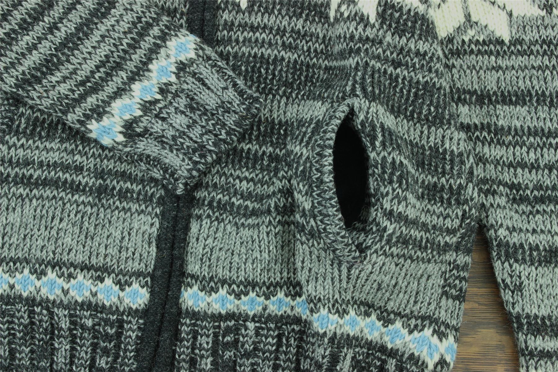 Hand Knitted Wool Jacket Cardigan LoudElephant Nepal Warm Lined Unisex - Picture 66 of 102