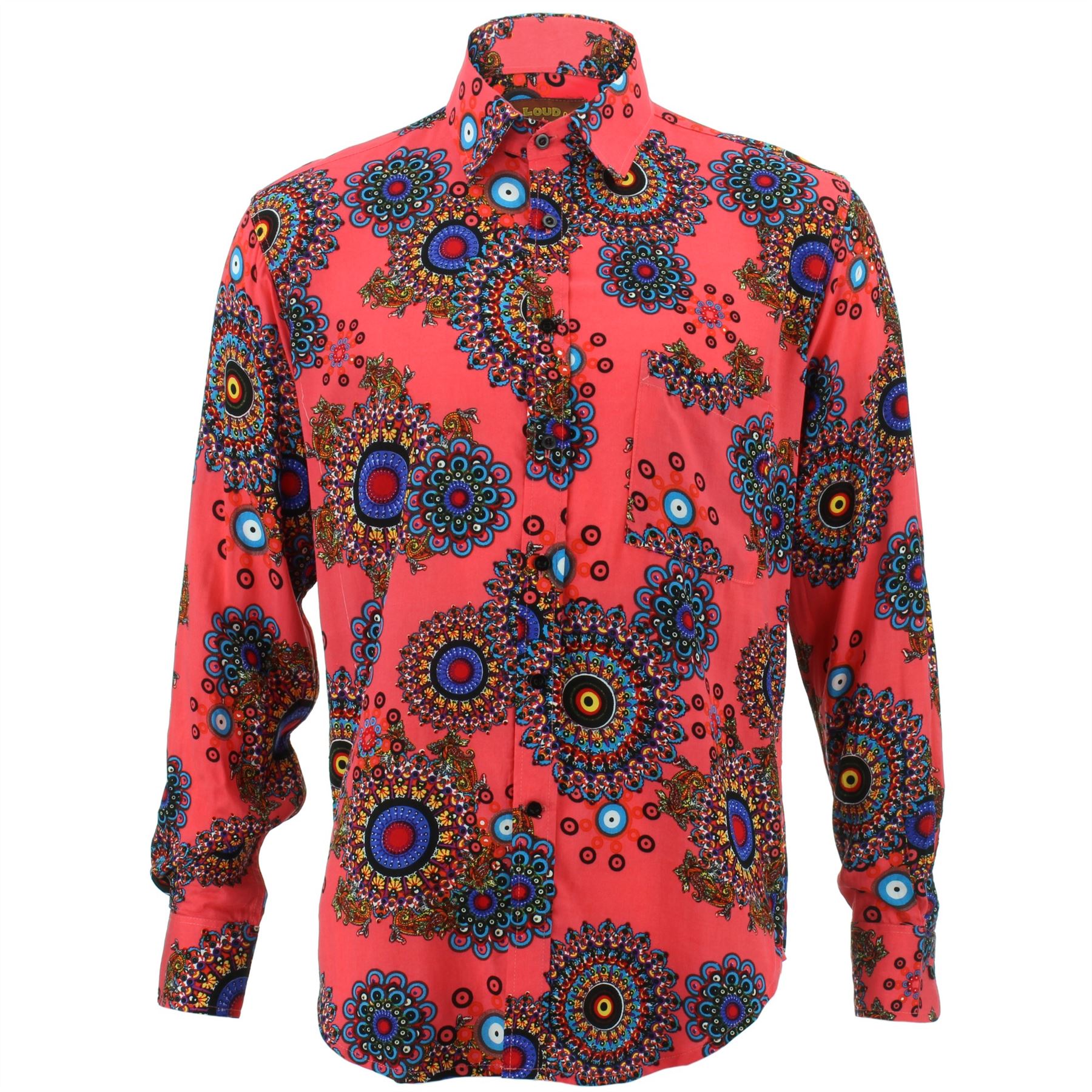 Herren Hemd LOUD Originals Regular Fit Burger weiß Retro Psychedelic Fancy Herren Hemd LOUD Originals Regular Fit Burger weiß Retro Psychedelic Fancy