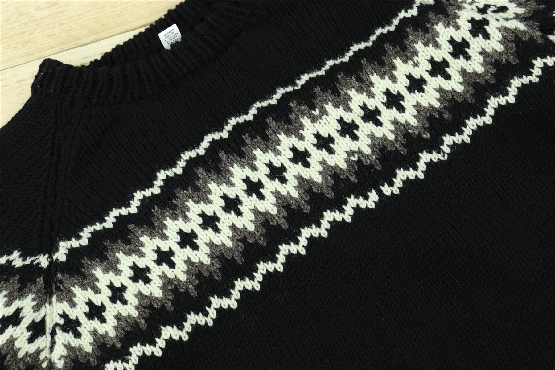 Wool Knit Jumper Sweater Pullover Fairisle Nordic Abstract Warm Nepal Loose - Picture 13 of 81