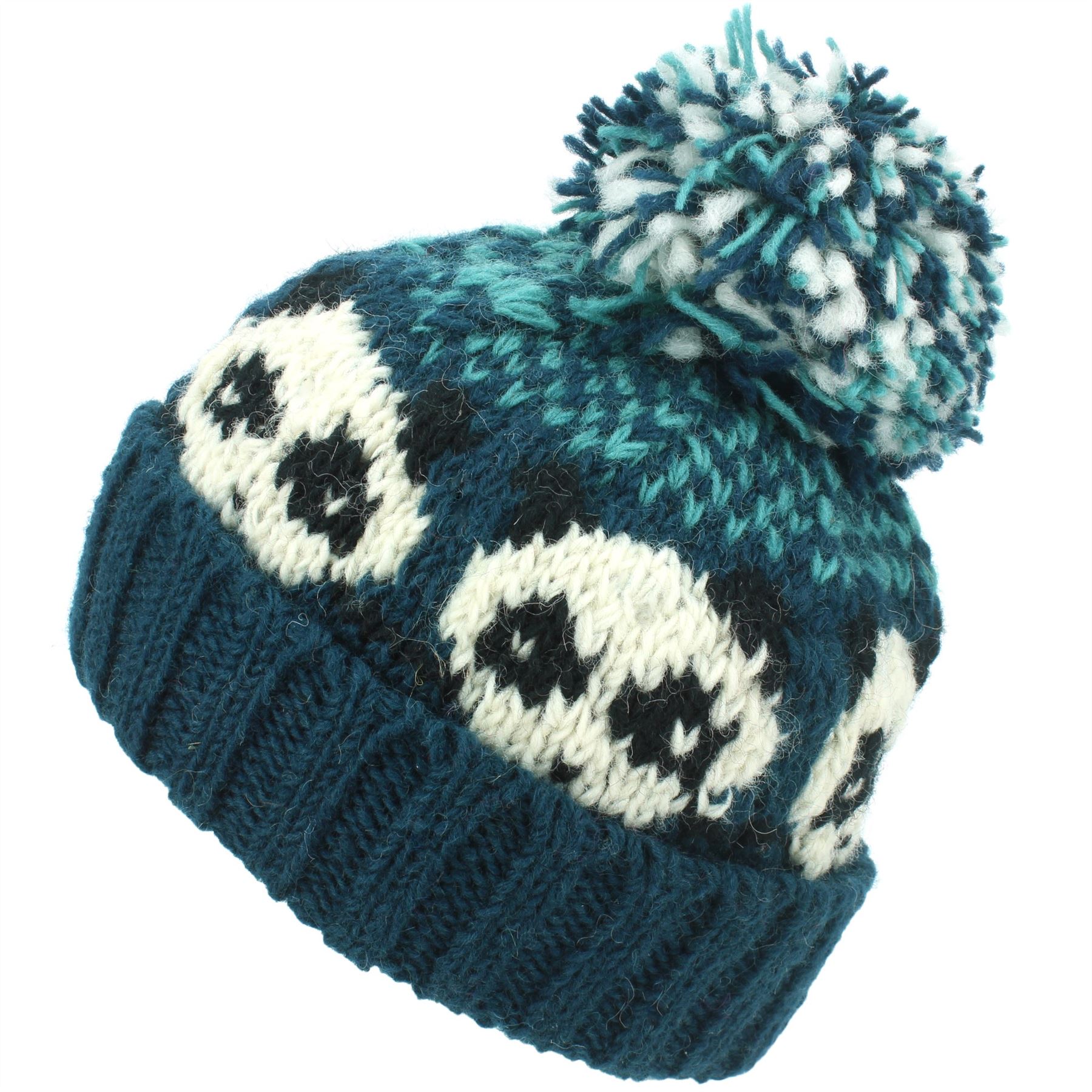Wool Beanie Hat Bobble Knit Knitted PANDA Lined Men Ladies Warm Winter - Picture 23 of 28