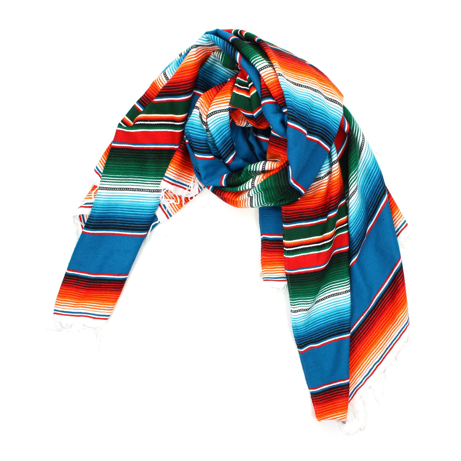 Handwoven Mexican Serape Traditional Jorongo Blanket Shawl Cloak Bright Striped - Picture 39 of 105