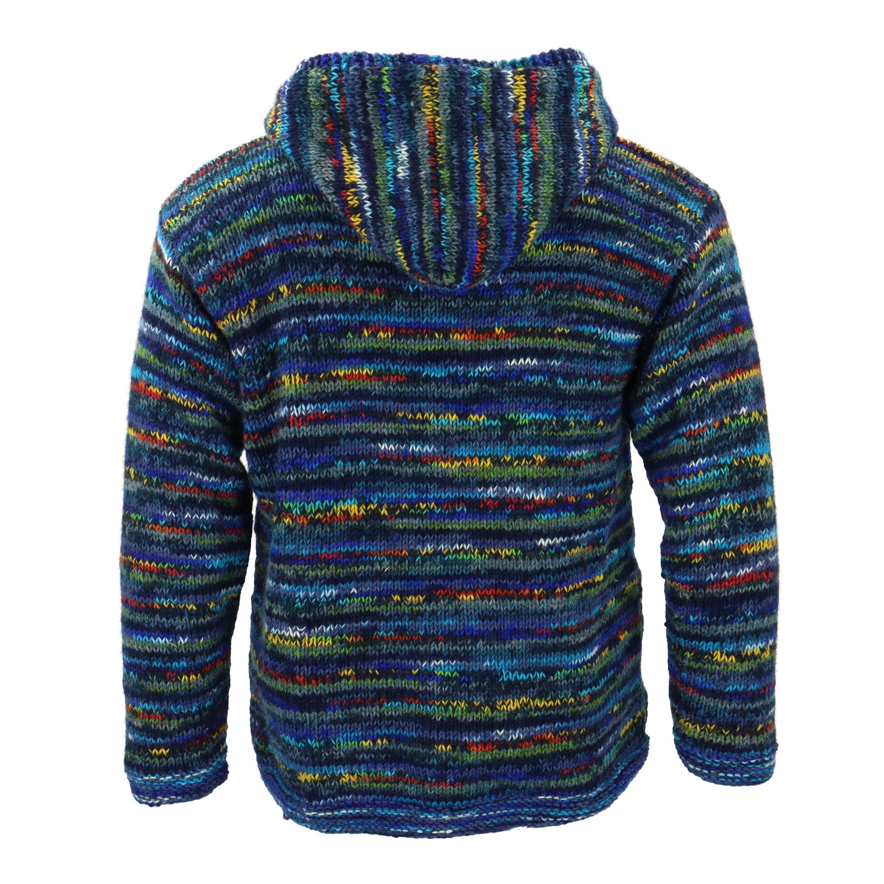 Handgestrickt Wolle Jacke mit Kapuze Strickjacke Kapuzenpullover Nepal - Bild 79 von 83