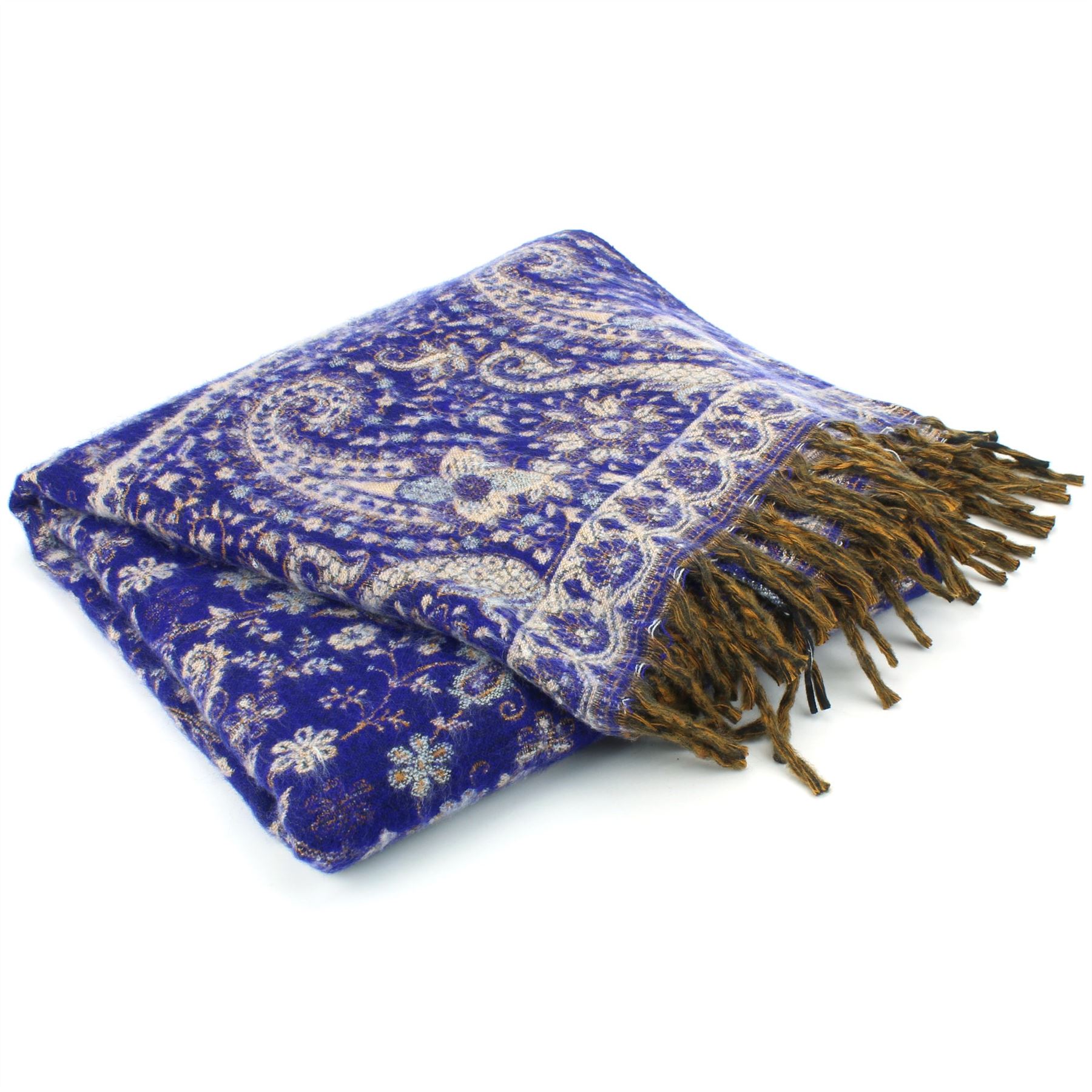 Acrylic Wool Blanket Shawl Wrap Throw Finest Softest India Paisley Travel - Picture 11 of 14